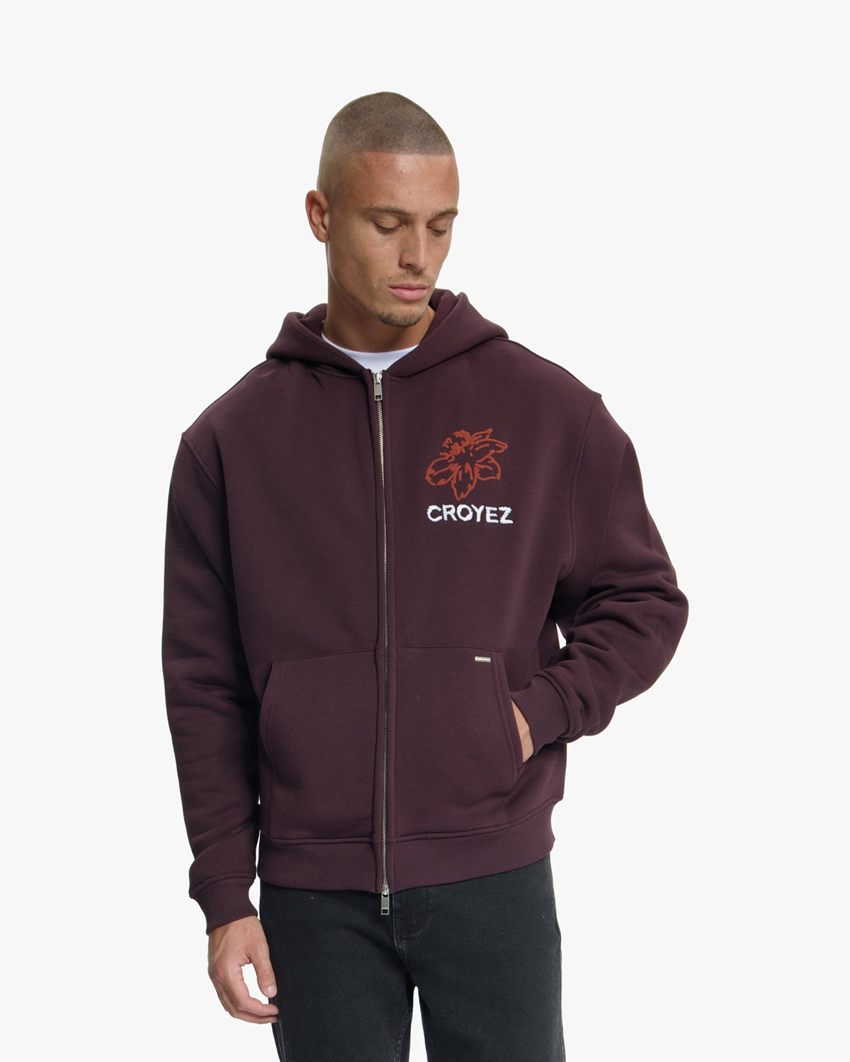 Croyez Gardener Zip Hoodie- Raisin Red