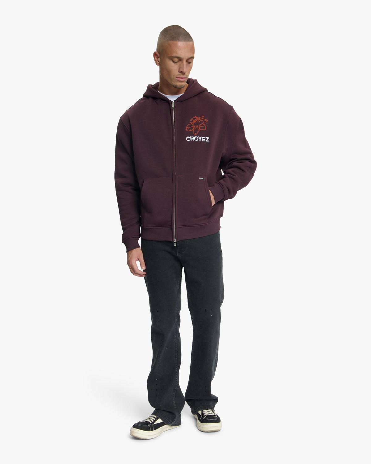 Croyez Gardener Zip Hoodie- Raisin Red