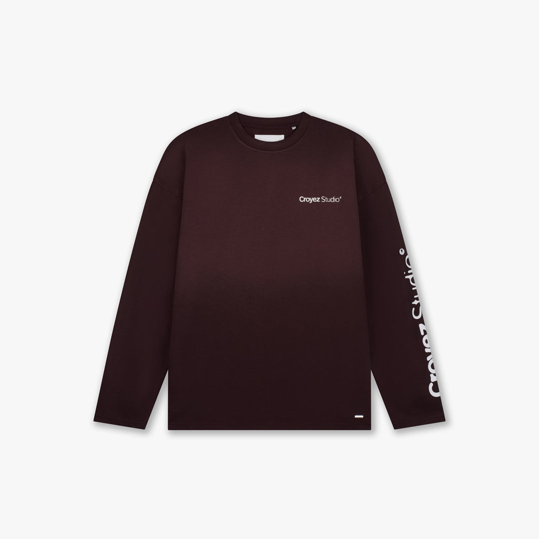 Croyez Studio Faded Longsleeve T-Shirt- Raisin Red