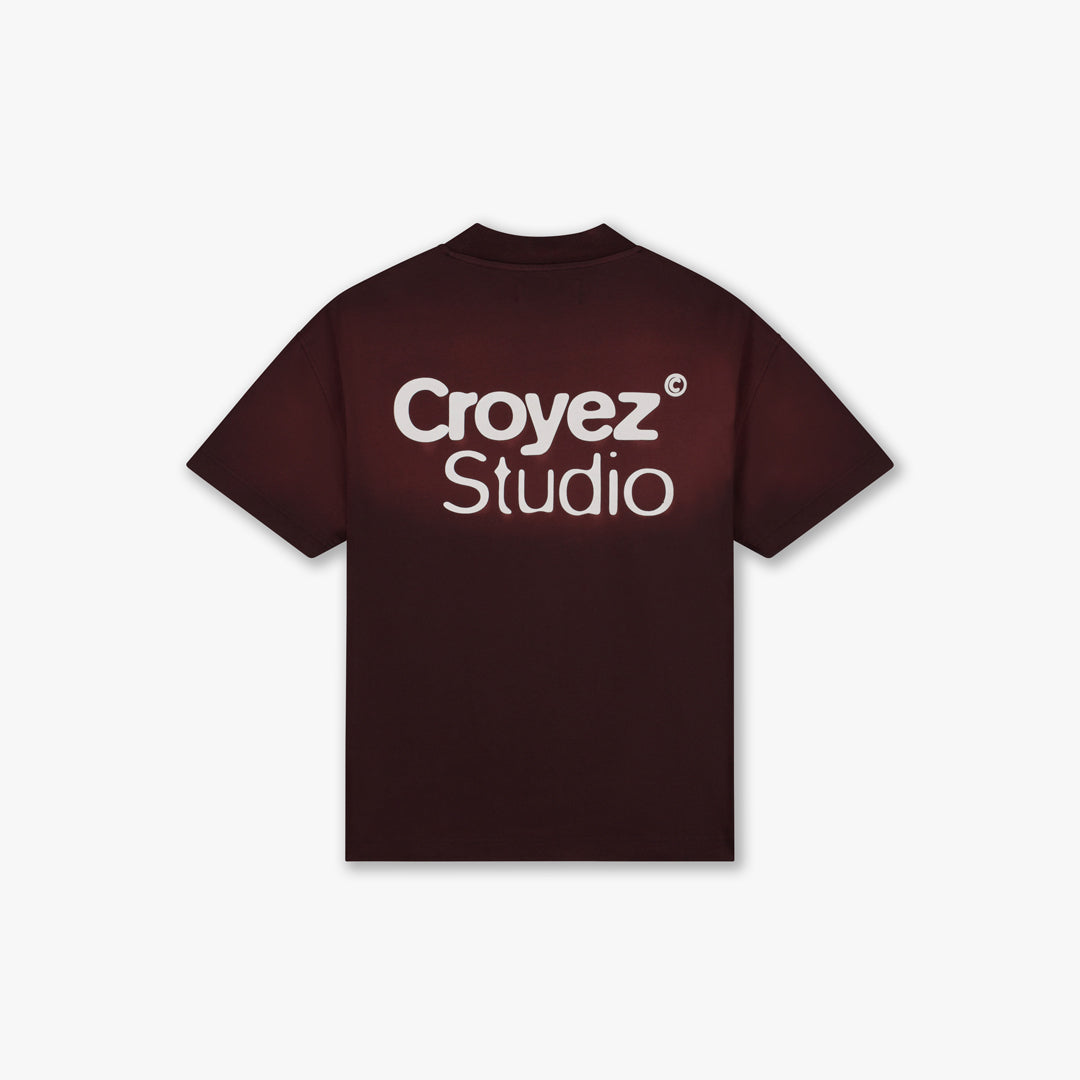 Croyez Studio Faded T-Shirt- Raisin Red