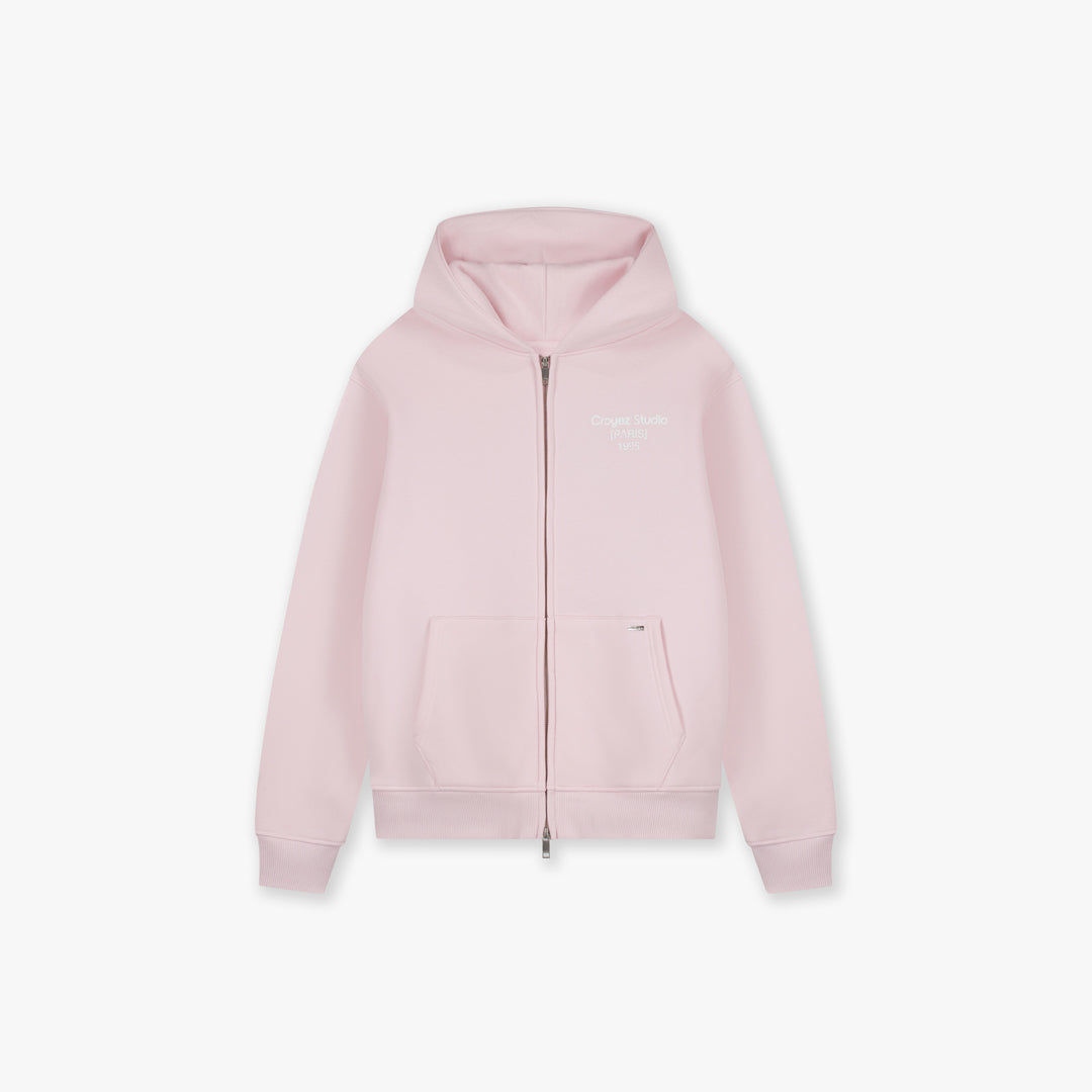Croyez Studio Damaged Zip Hoodie- Pink