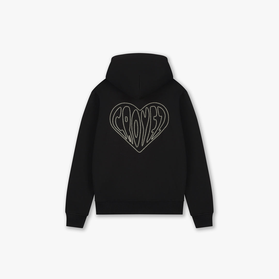 Croyez Stitched Heart Zip Hoodie- Black/LightYellow