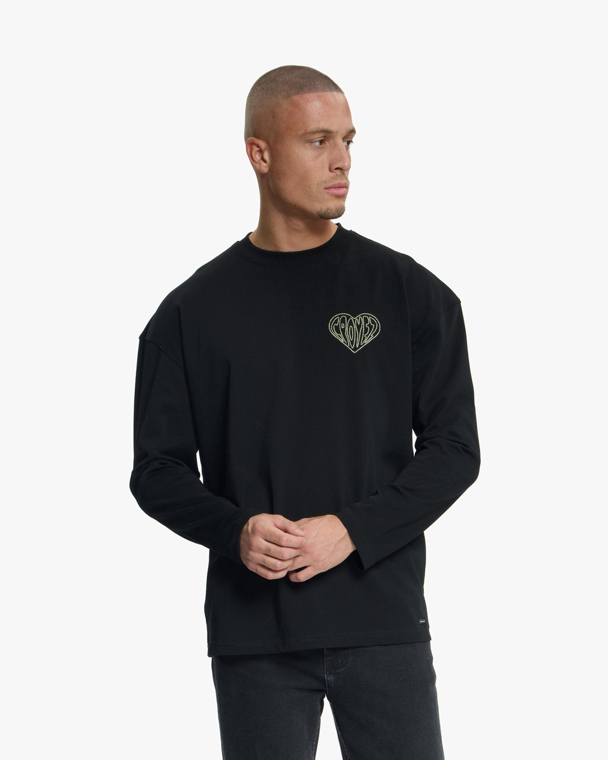 Croyez Stitched Heart Longsleeve T-Shirt- Black