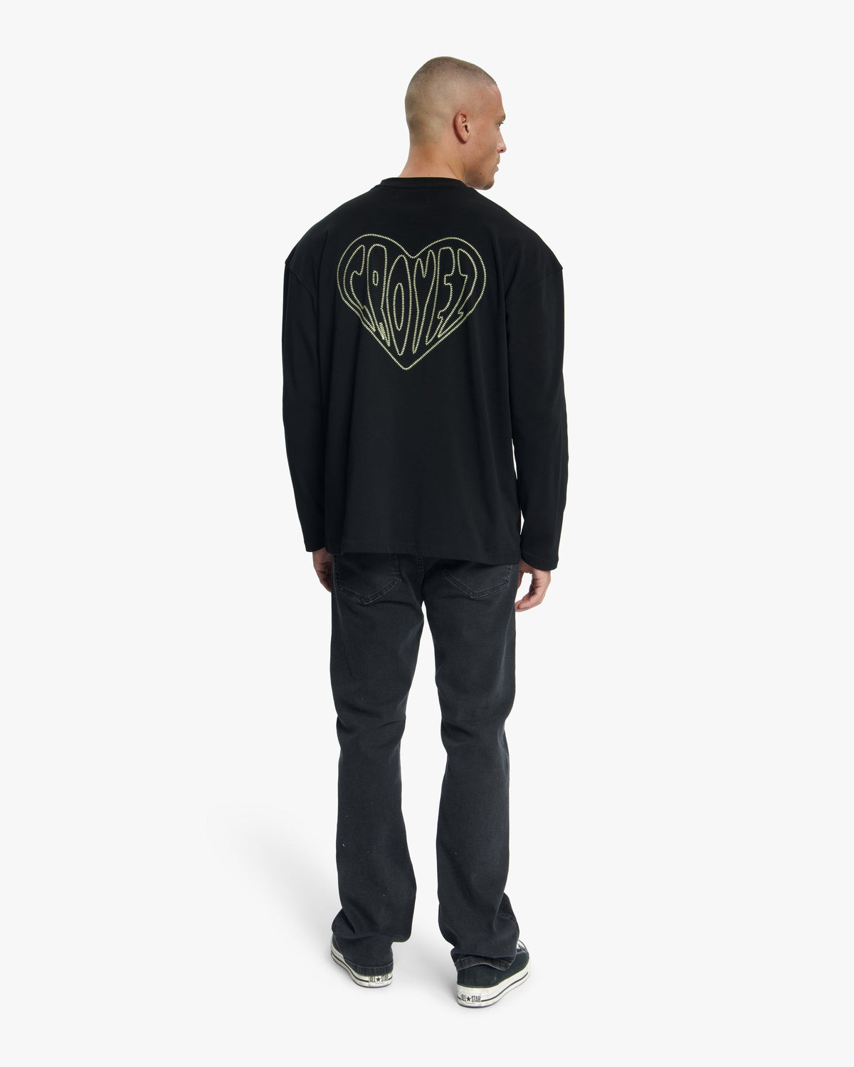 Croyez Stitched Heart Longsleeve T-Shirt- Black