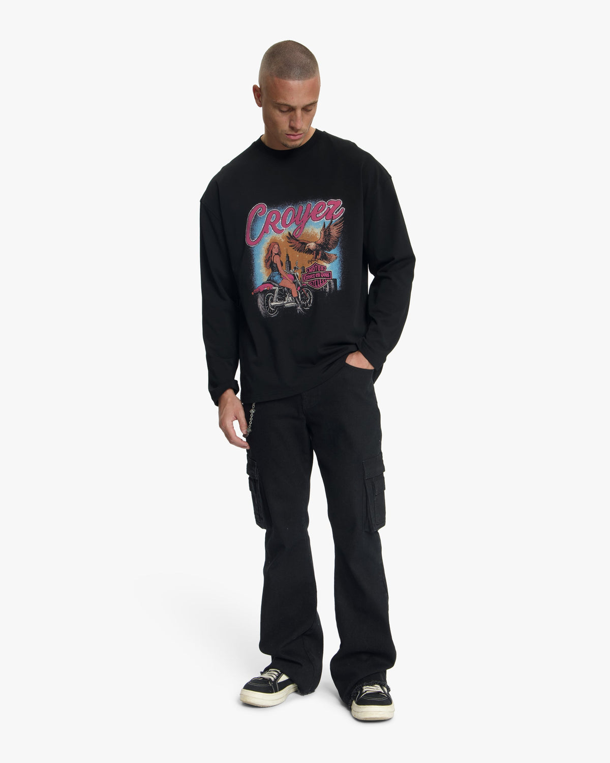 Croyez Midnight Eagle Longsleeve T-Shirt- Black