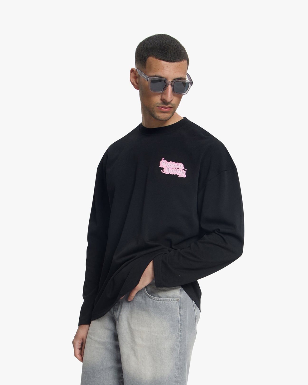 Croyez Fleur Heureuse Longsleeve- Black