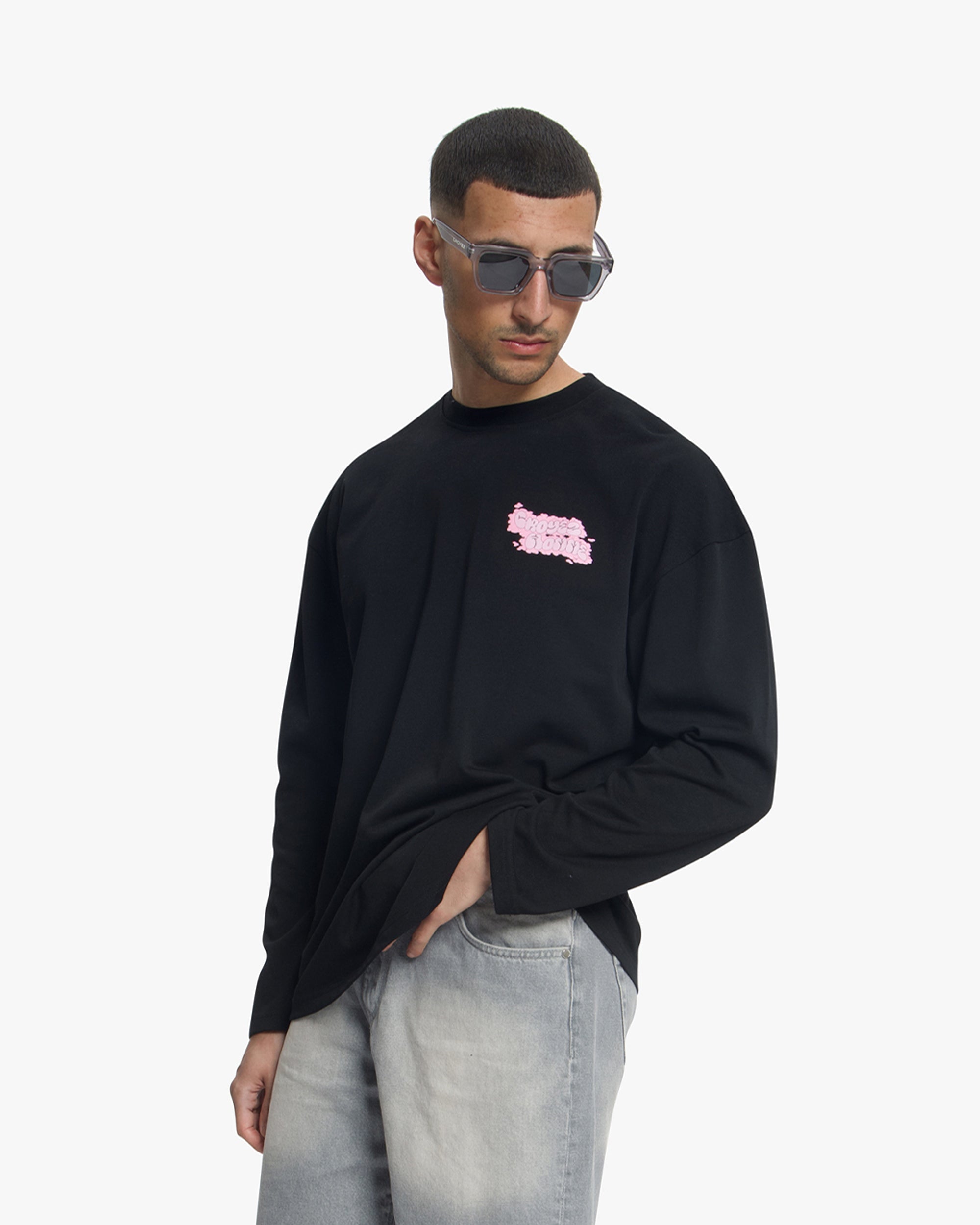 Croyez Fleur Heureuse Longsleeve- Black
