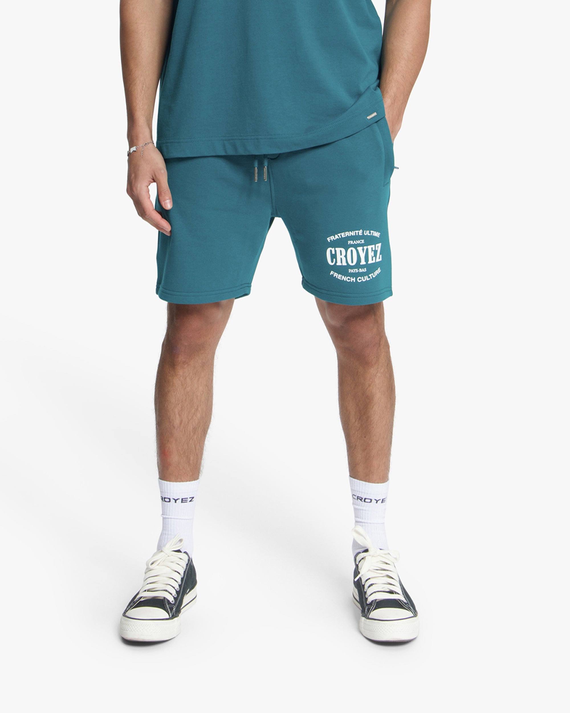 Croyez Stamp Shorts- Dark Teal