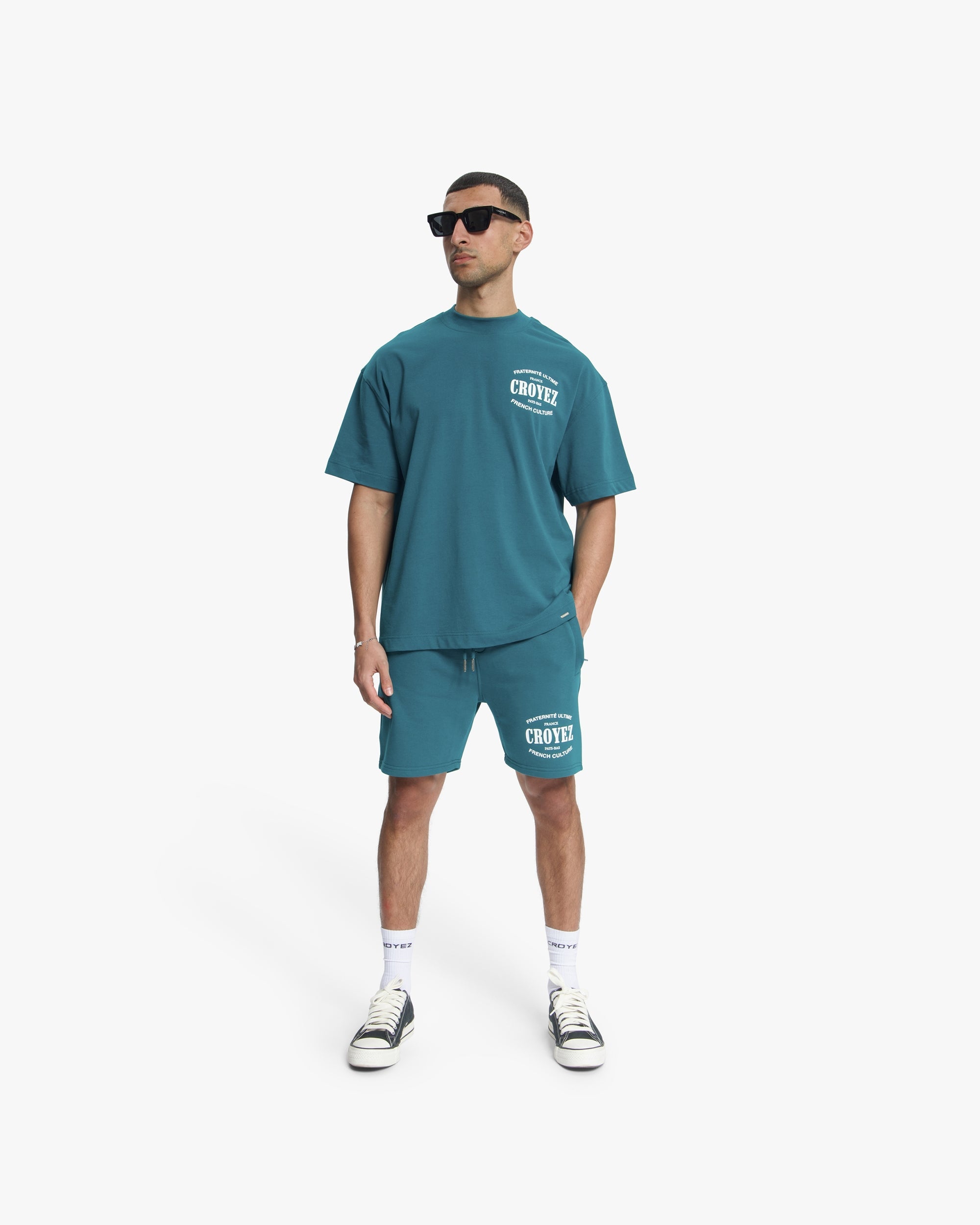 Croyez Stamp Shorts- Dark Teal