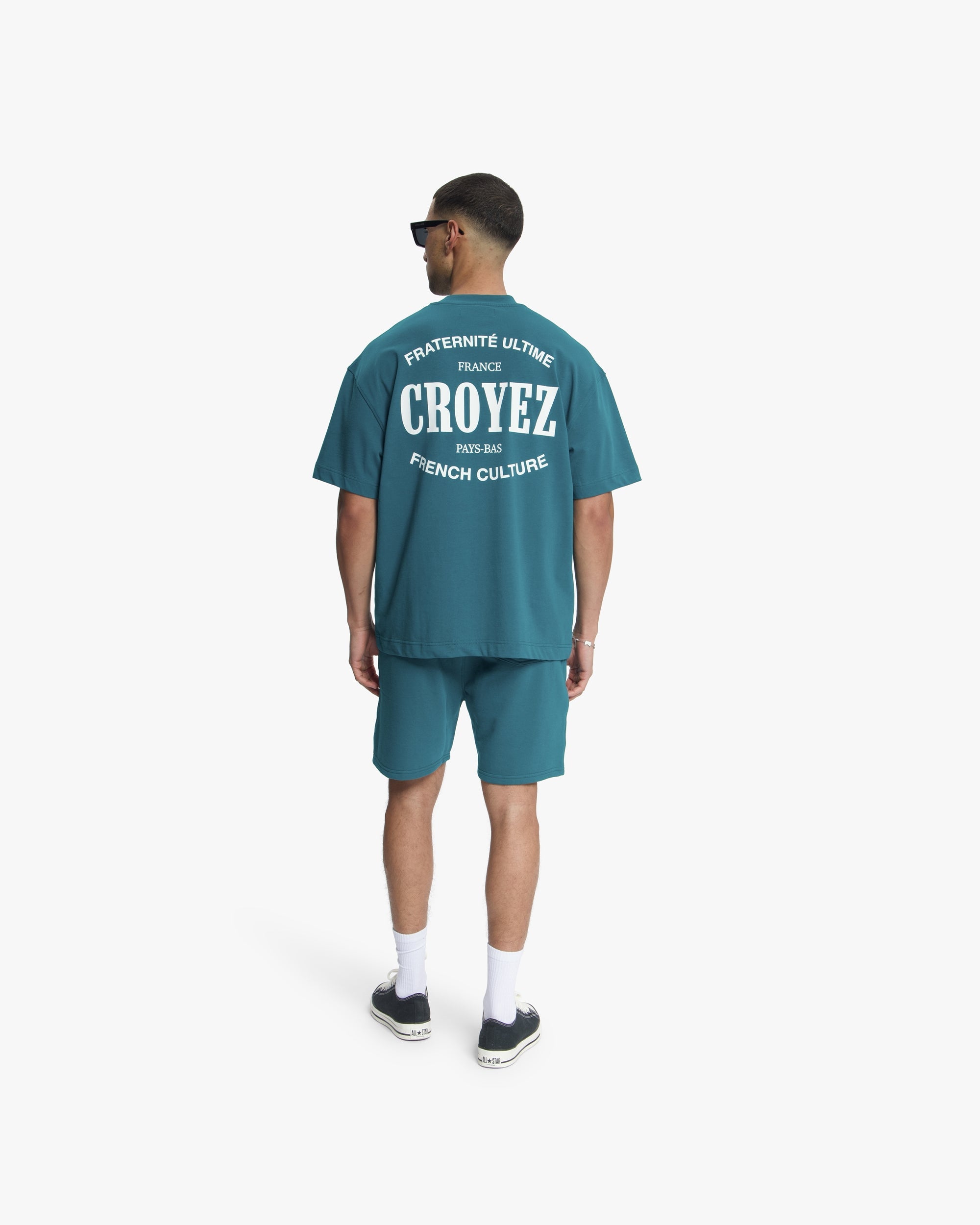 Croyez Stamp Shorts- Dark Teal