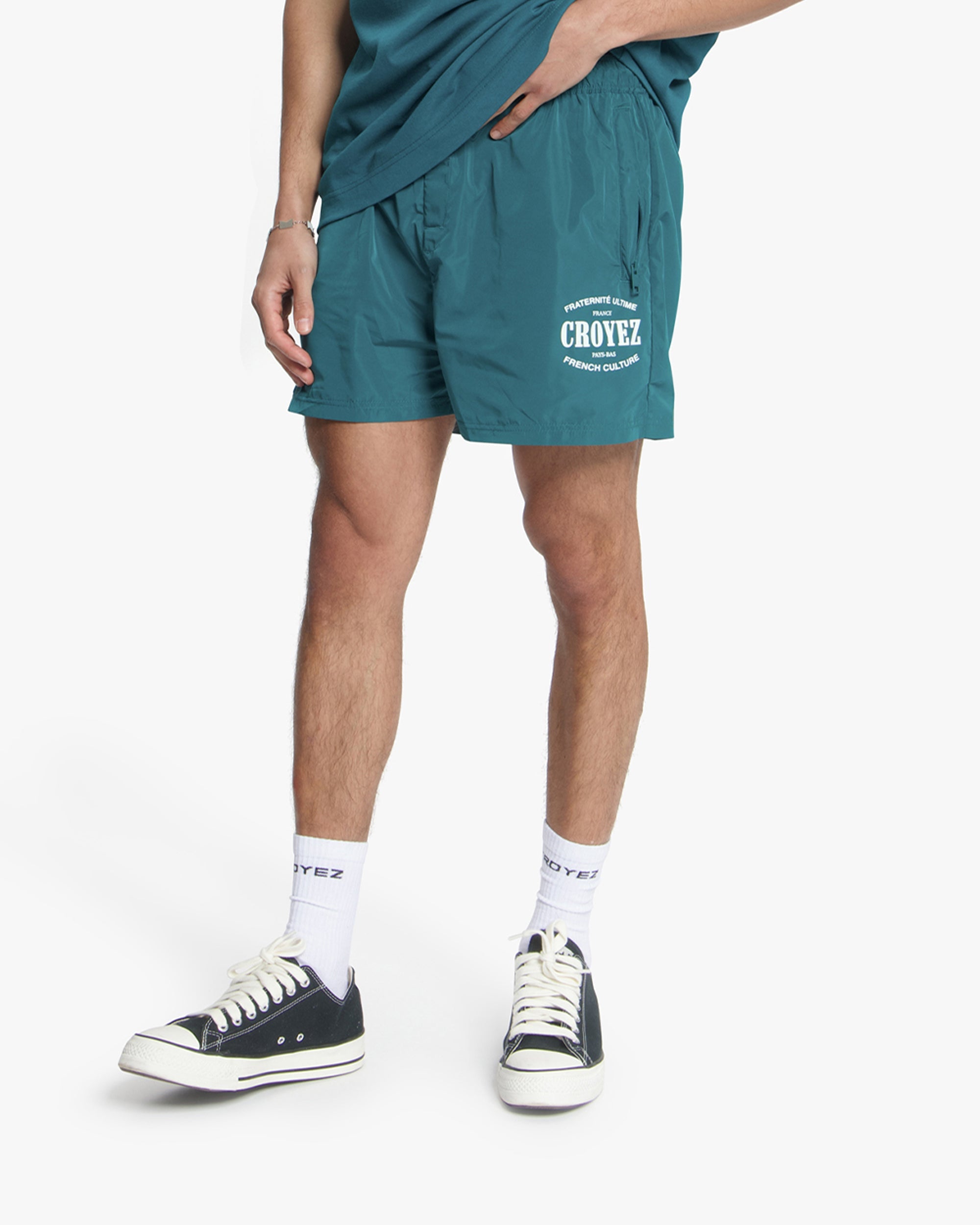 Croyez Stamp Shorts- Dark Teal