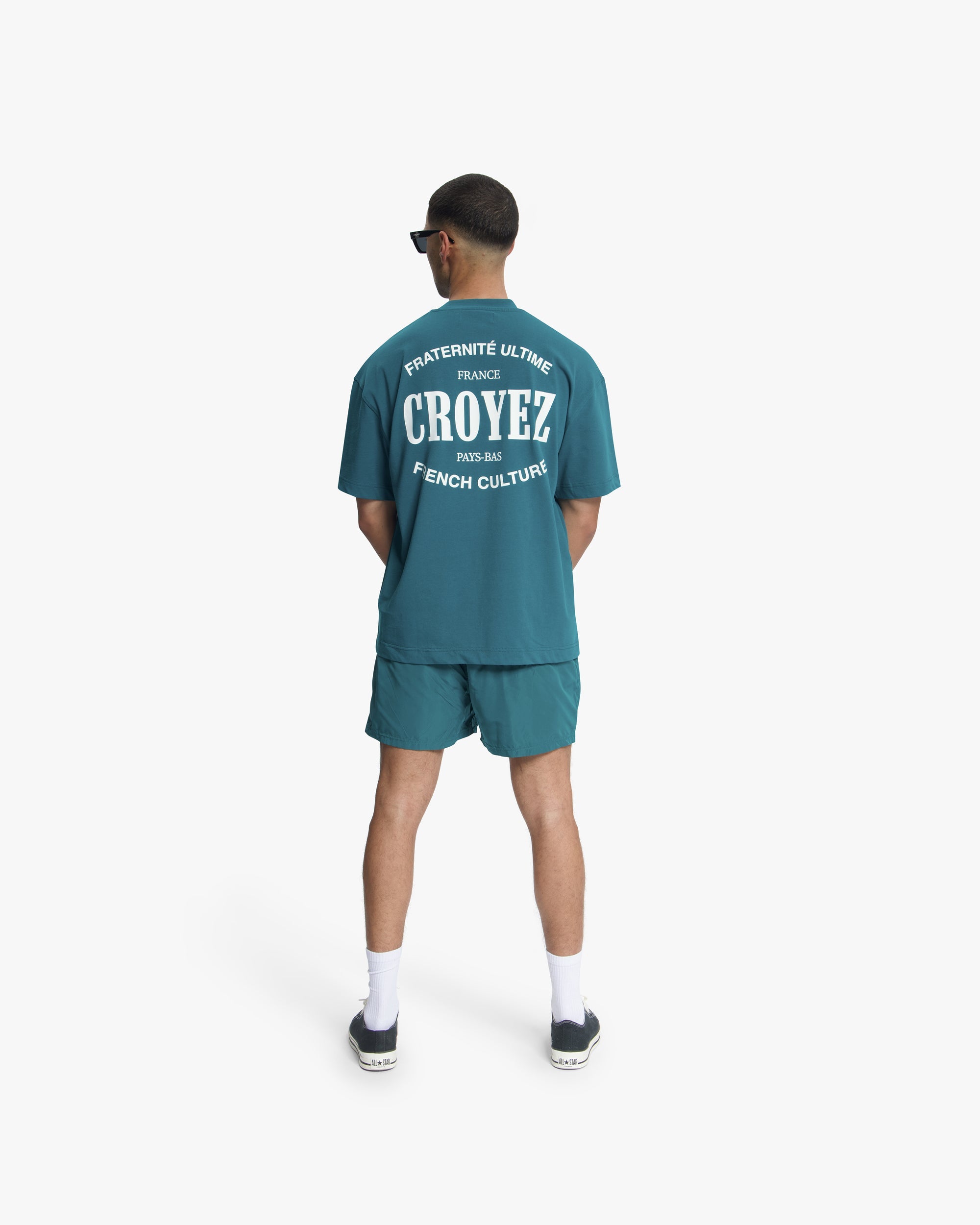 Croyez Stamp Shorts- Dark Teal