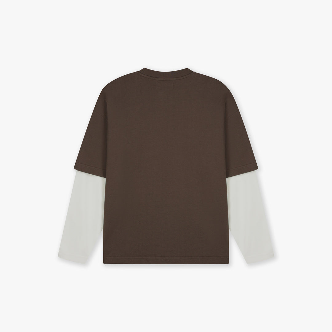 Croyez Showroom Double Sleeve T-Shirt- Brown