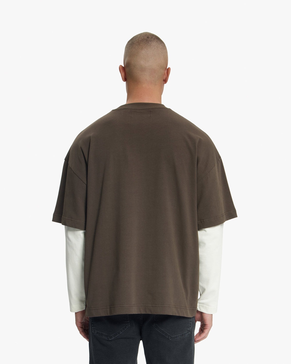 Croyez Showroom Double Sleeve T-Shirt- Brown