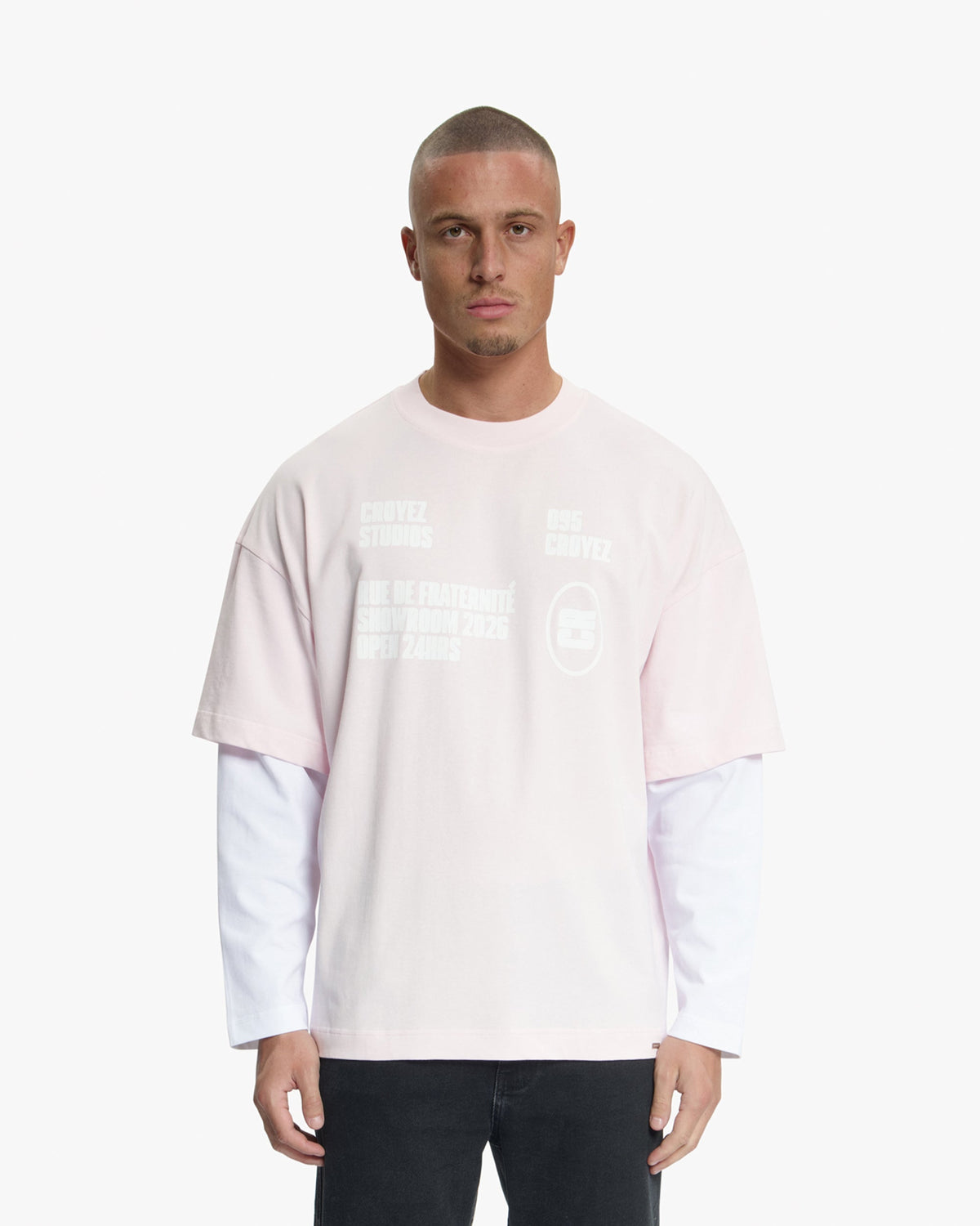 Croyez Showroom Double Sleeve T-Shirt- Pink