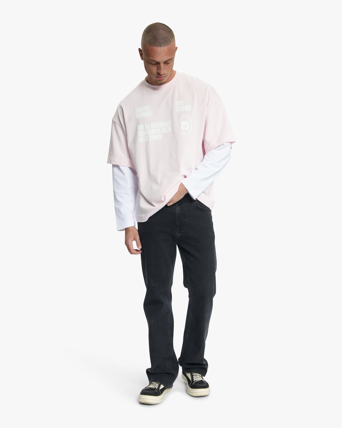 Croyez Showroom Double Sleeve T-Shirt- Pink