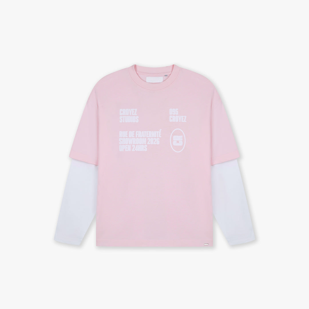 Croyez Showroom Double Sleeve T-Shirt- Pink