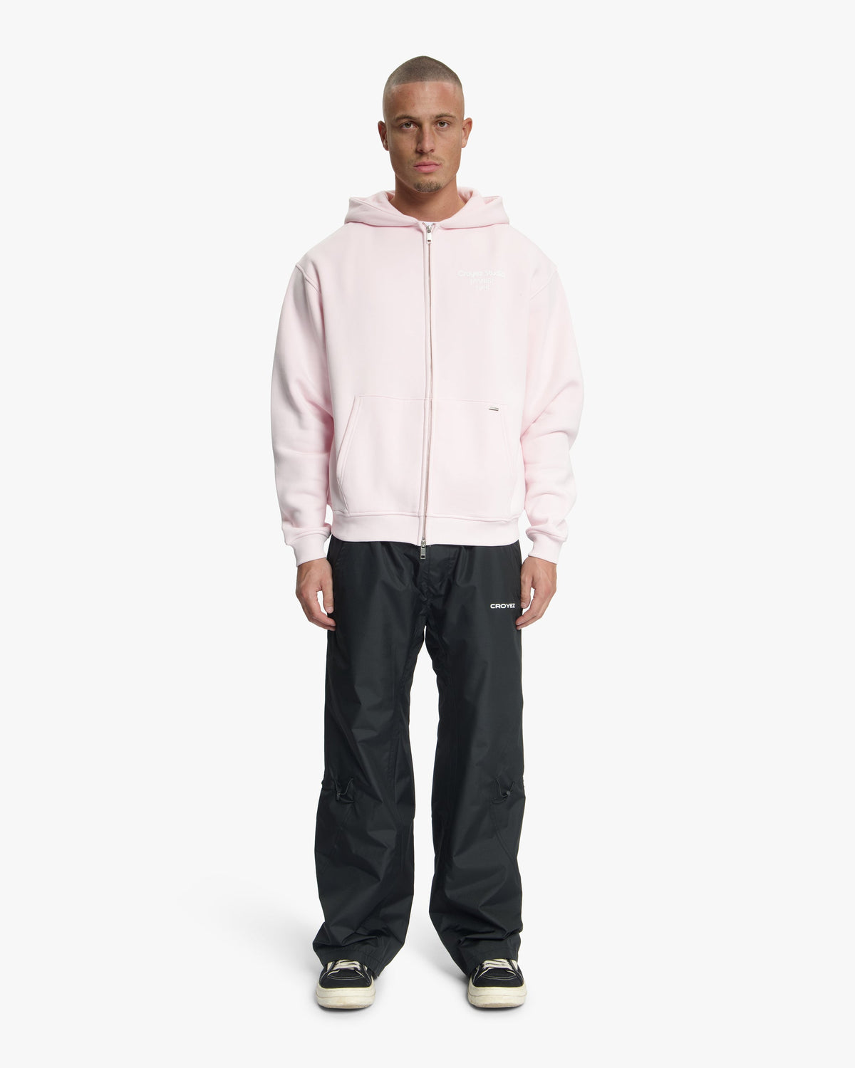 Croyez Studio Damaged Zip Hoodie- Pink
