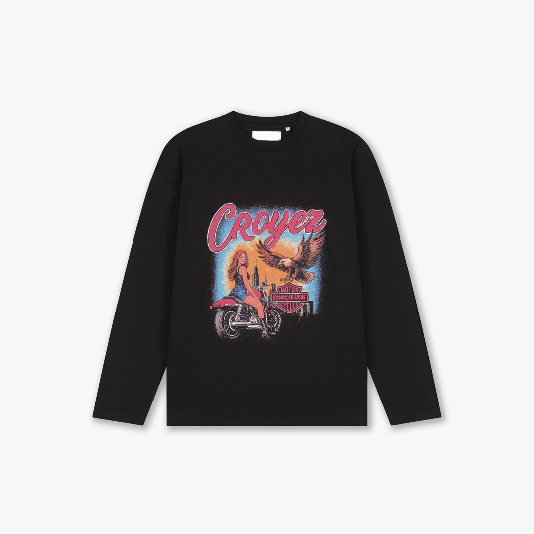 Croyez Midnight Eagle Longsleeve T-Shirt- Black