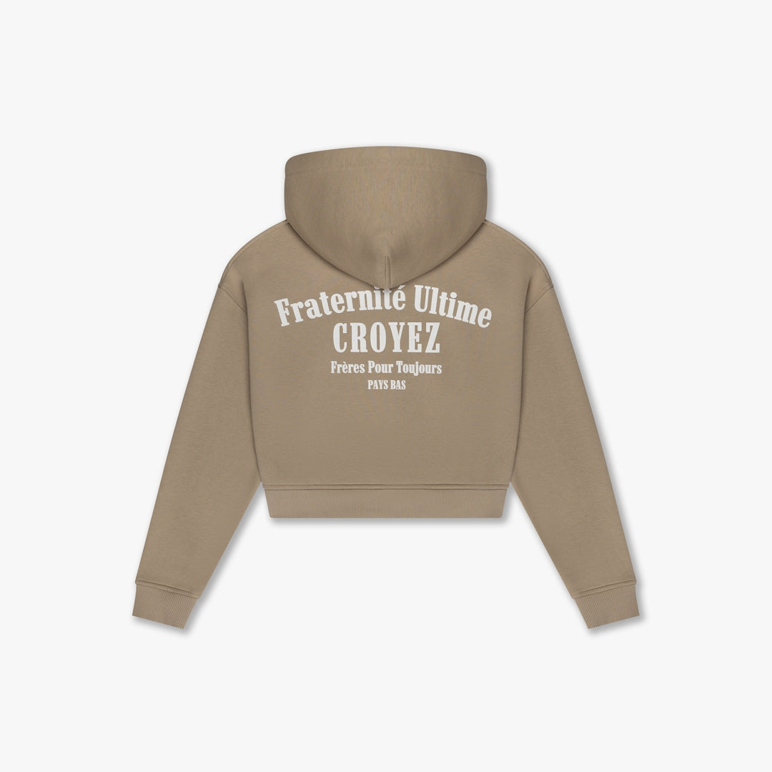 Croyez Women Fraternite Zip Hoodie- Sand