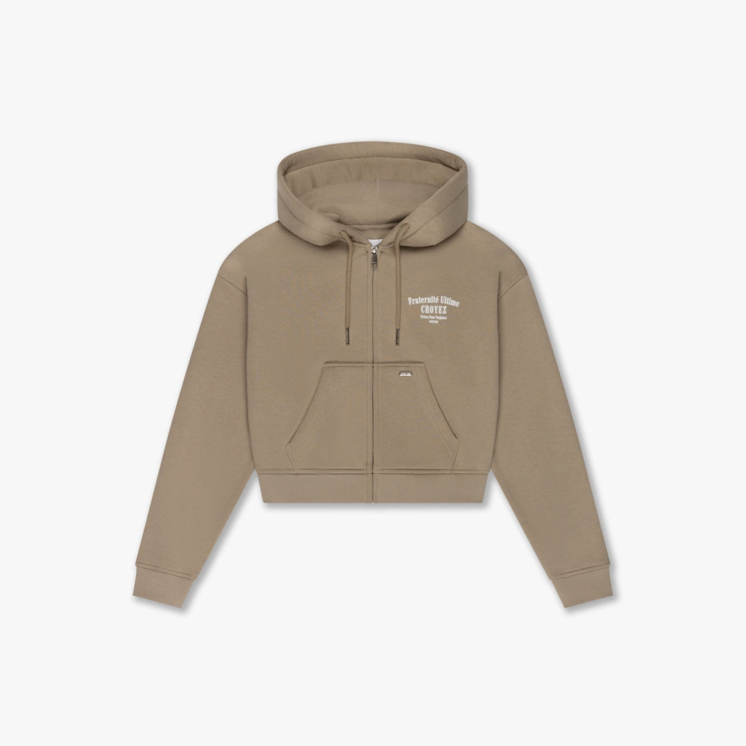 Croyez Women Fraternite Zip Hoodie- Sand