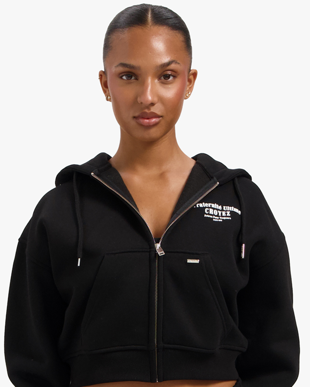 Croyez Women Fraternite Zip Hoodie- Black