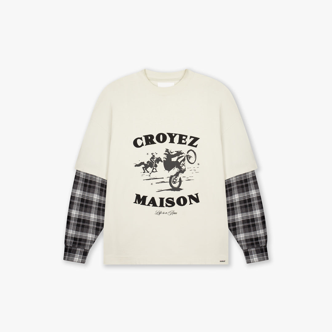 Croyez Layered Race T-Shirt - Light Beige