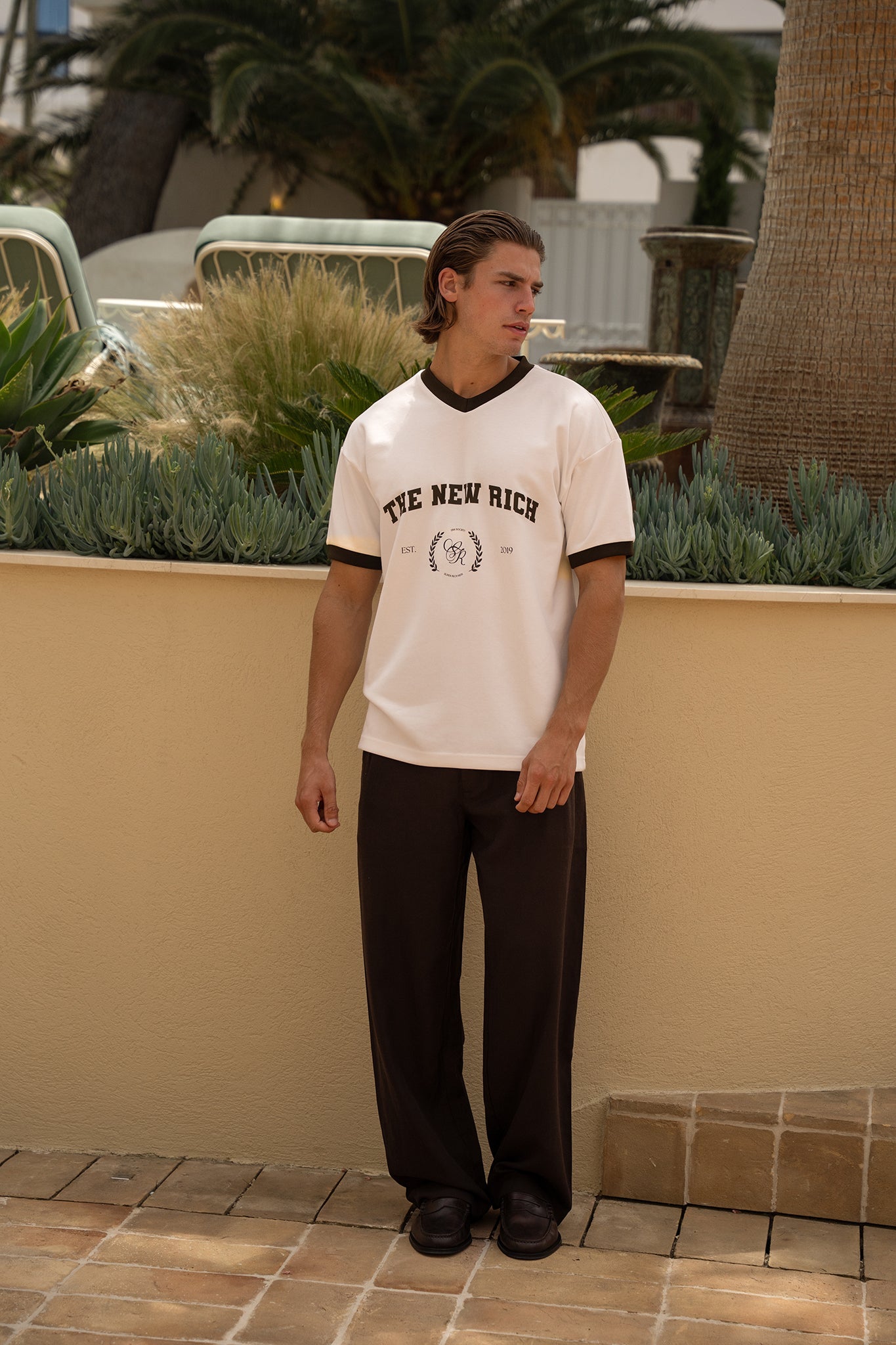 Super Rich Kids Jersey T-shirt The New Rich - Off White/Brown