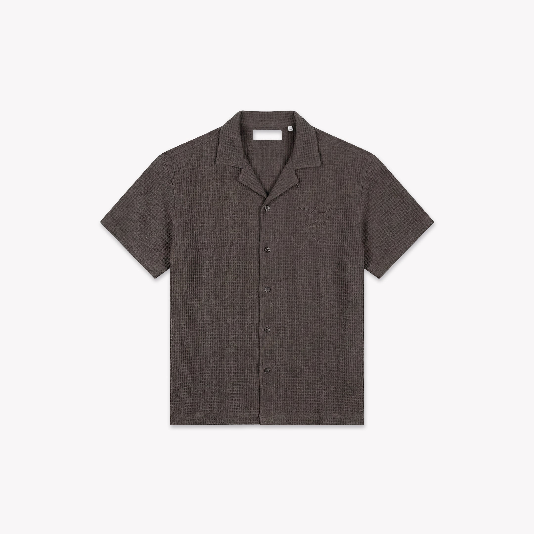 Croyez Initial Waffle Shirt - Washed Brown