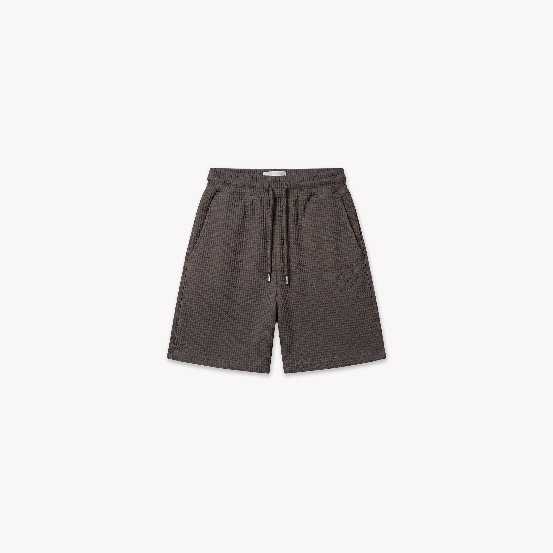 Croyez Initial Waffle Shorts- Washed Brown
