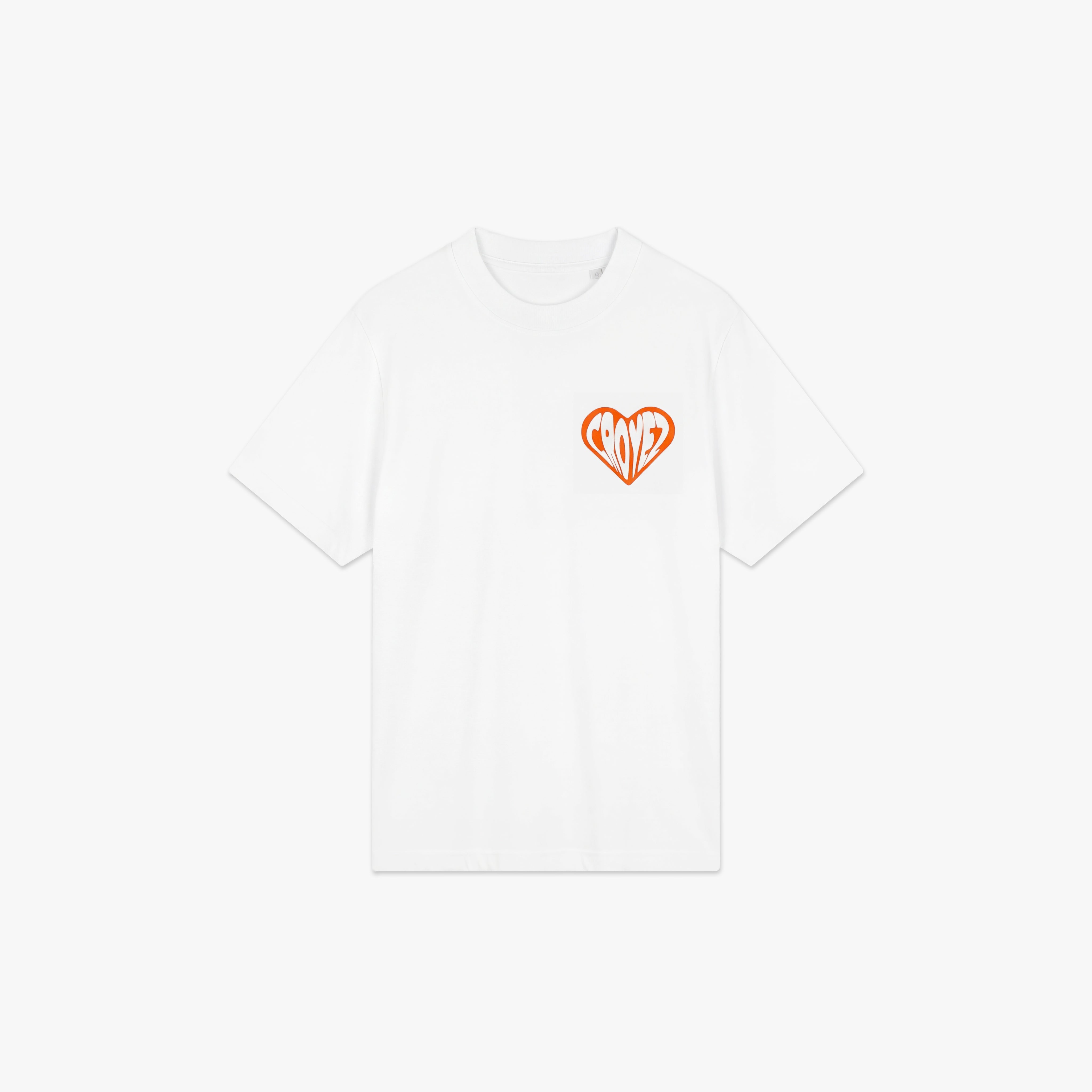 Croyez Puffed Heart T-Shirt- White/Orange