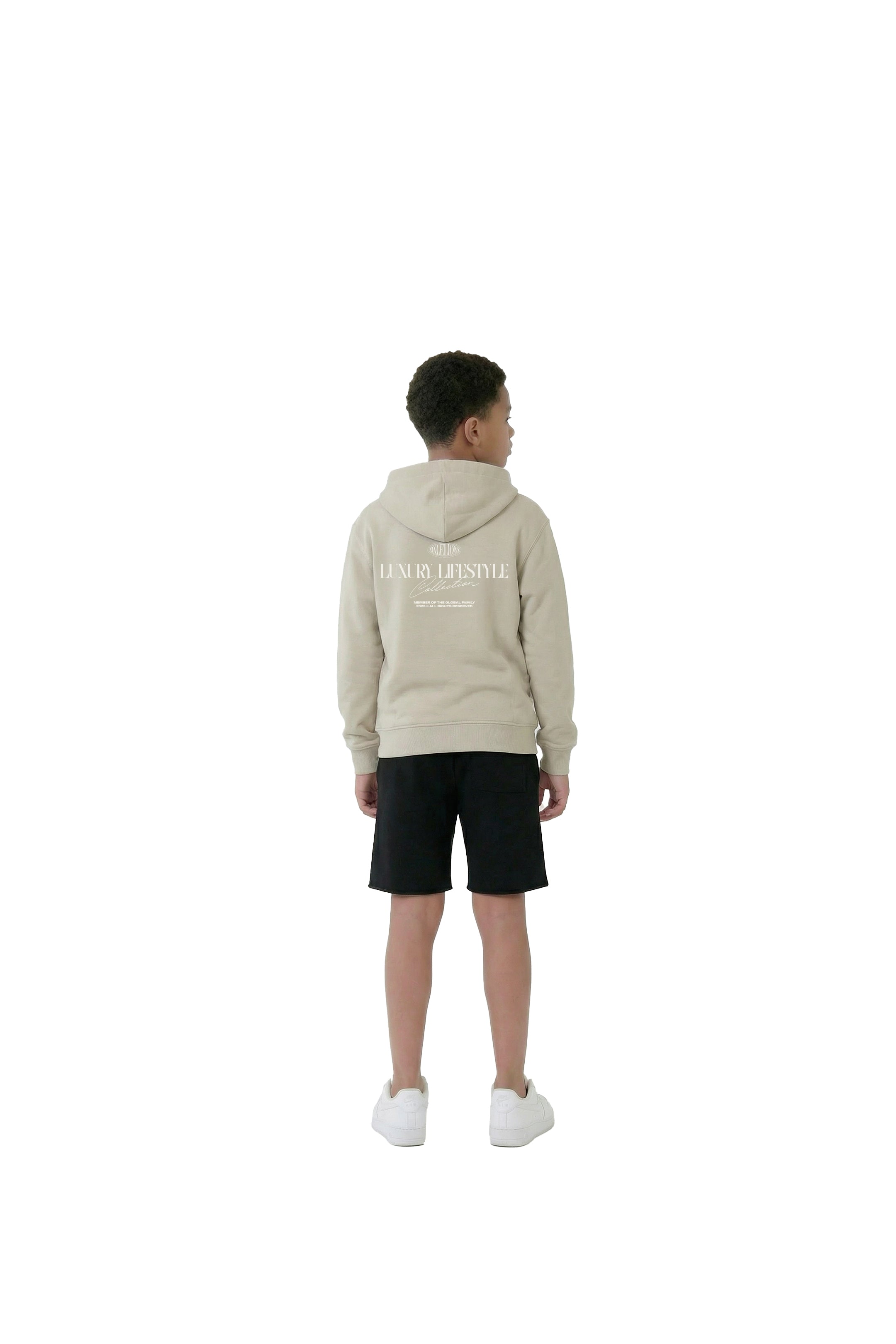 Malelions Junior Relaxed Lifestyle Zip Hoodie -Cream/Off-White