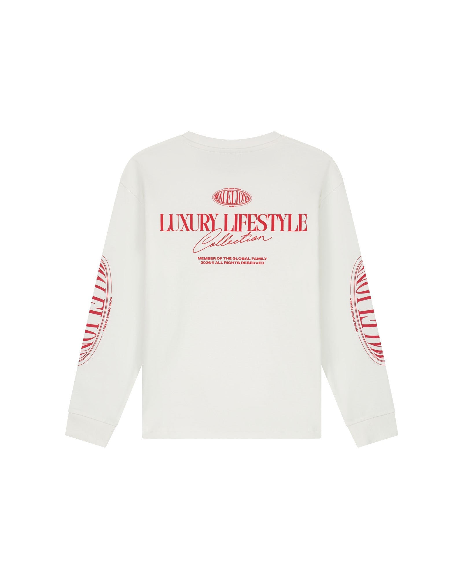 Malelions Junior Relaxed Lifestyle Longsleeve - Off-White/Red