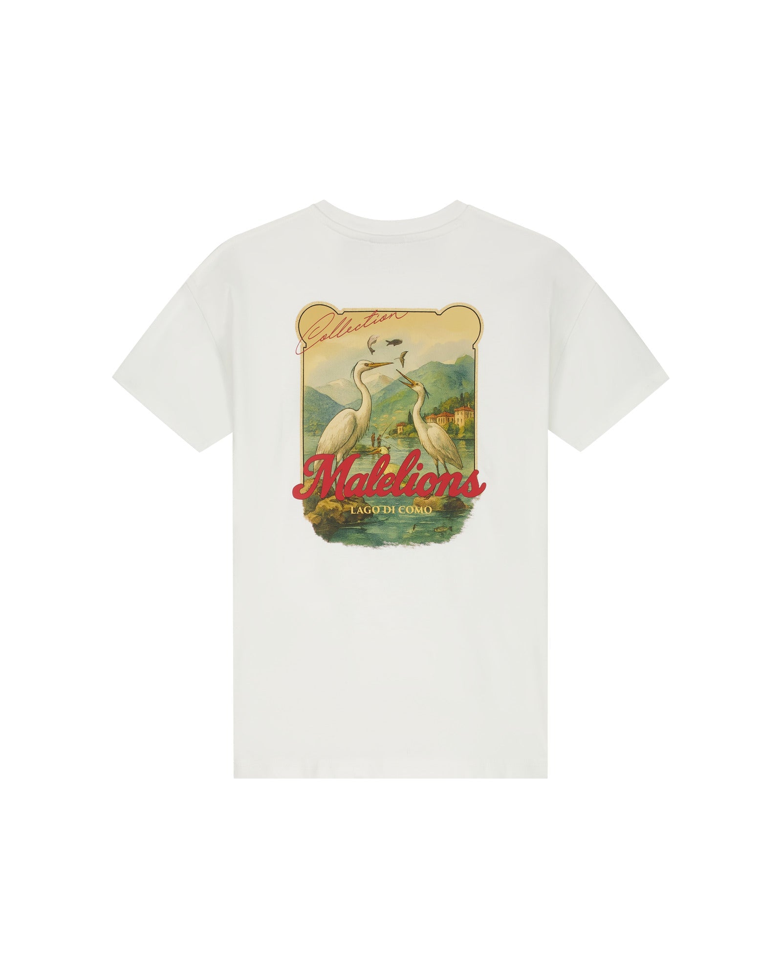Malelions Junior Relaxed White Heron T-Shirt - Off-White/Red