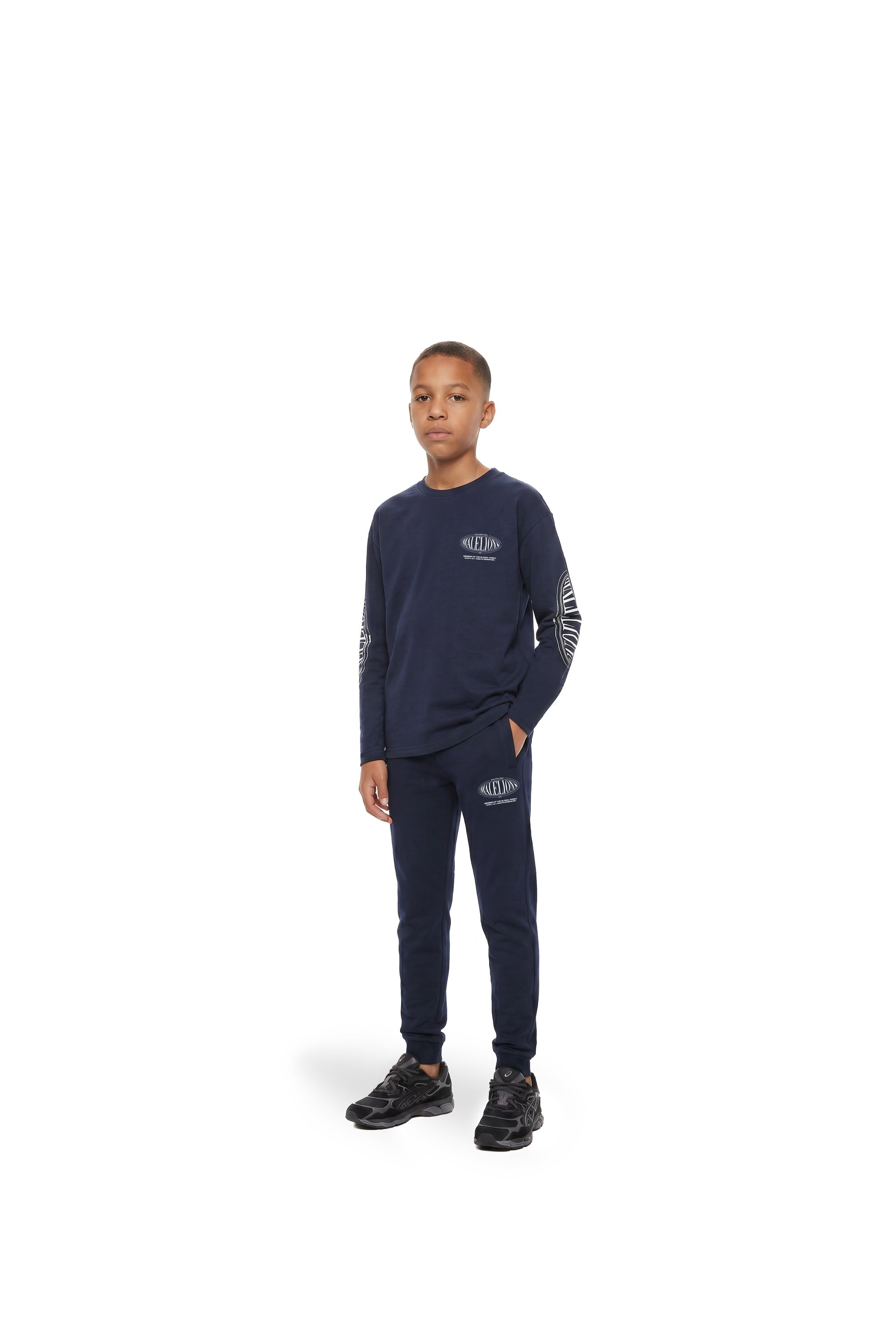 Malelions Junior Relaxed Lifestyle Longsleeve T-Shirt - Navy
