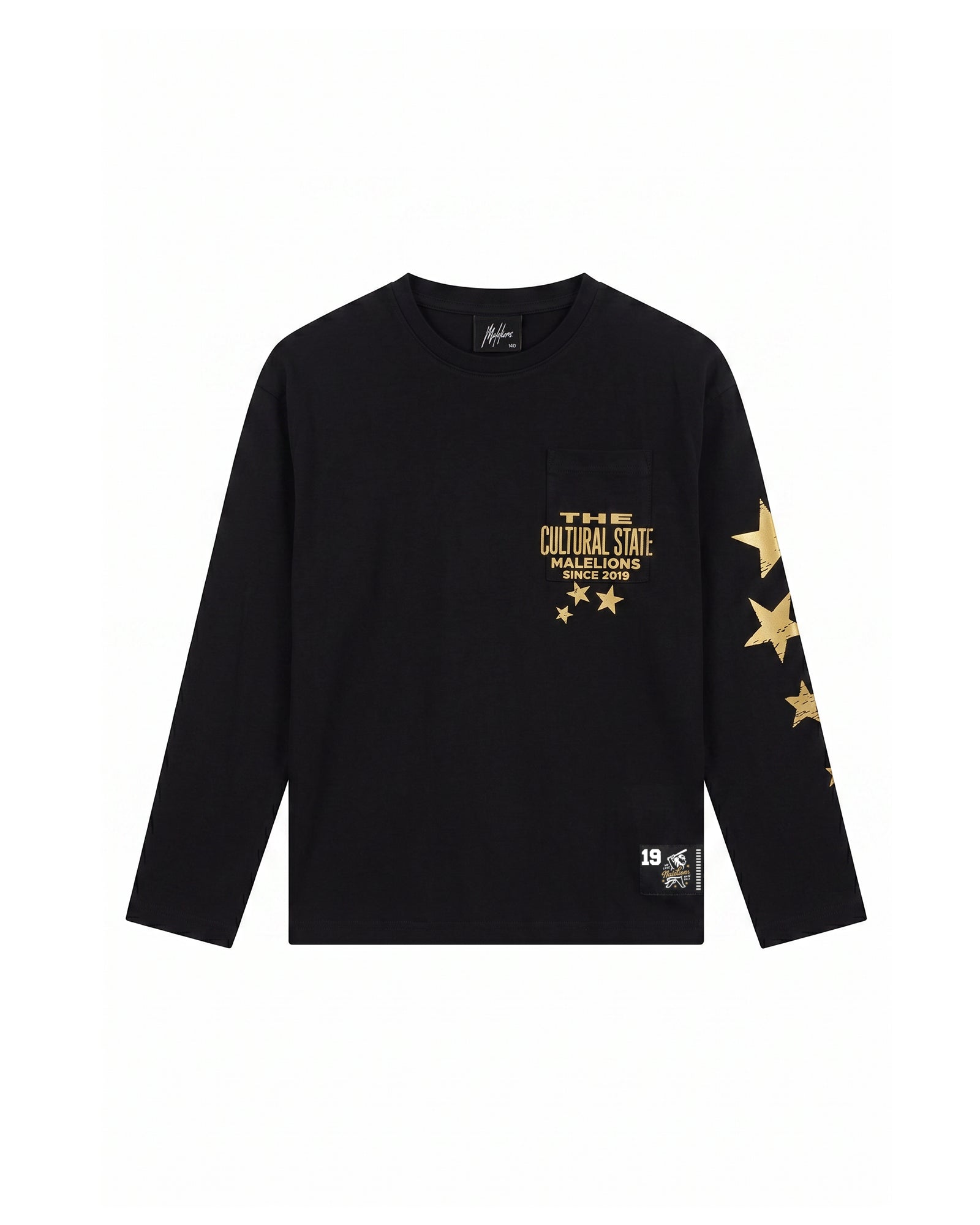 Malelions Junior Relaxed Star Longsleeve T-Shirt - Black/Yellow