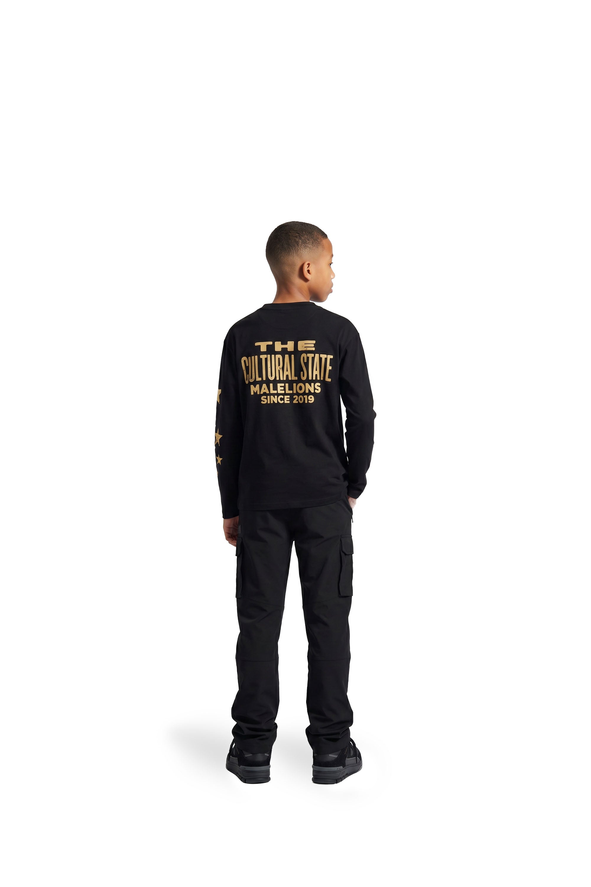 Malelions Junior Relaxed Star Longsleeve T-Shirt - Black/Yellow