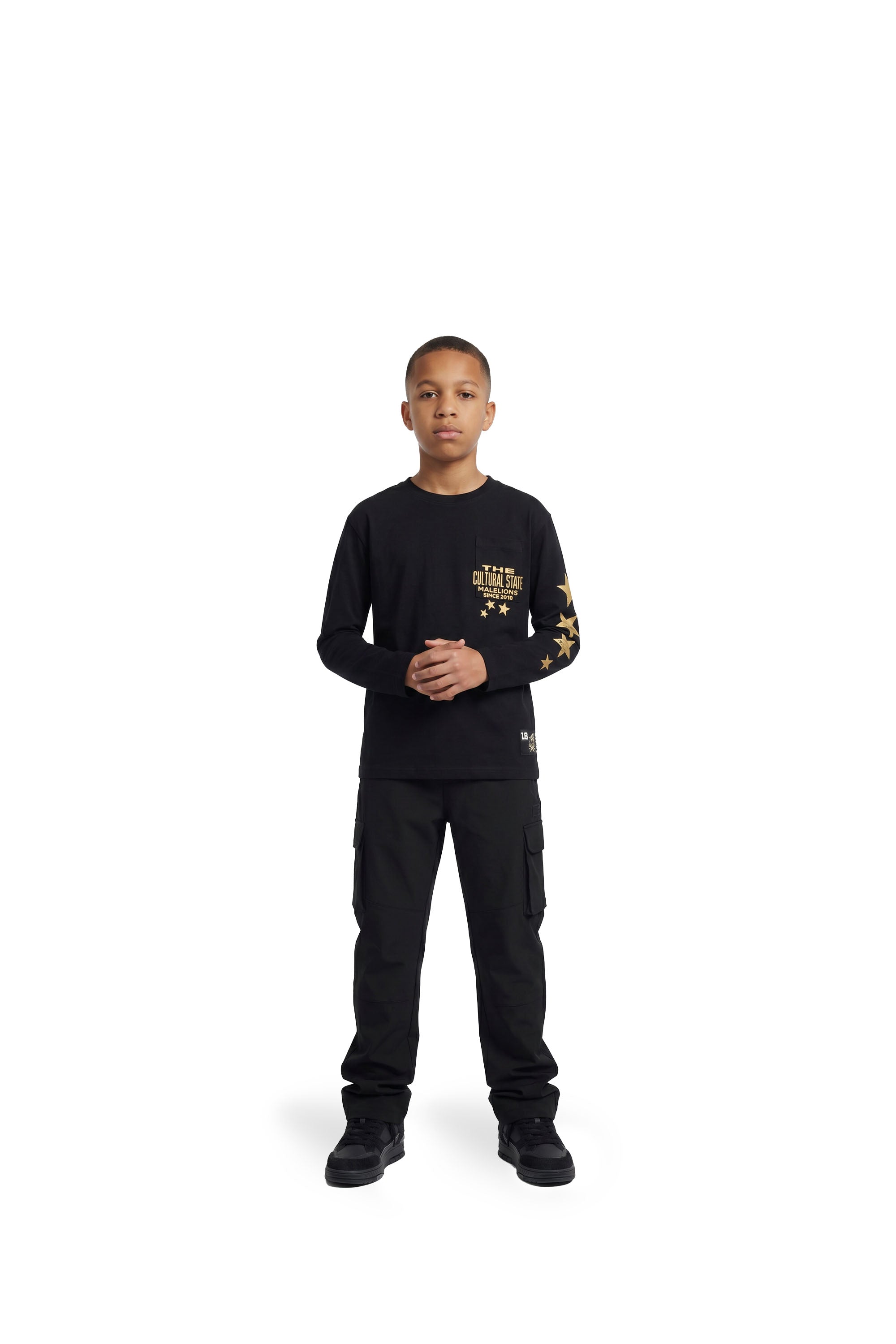 Malelions Junior Relaxed Star Longsleeve T-Shirt - Black/Yellow