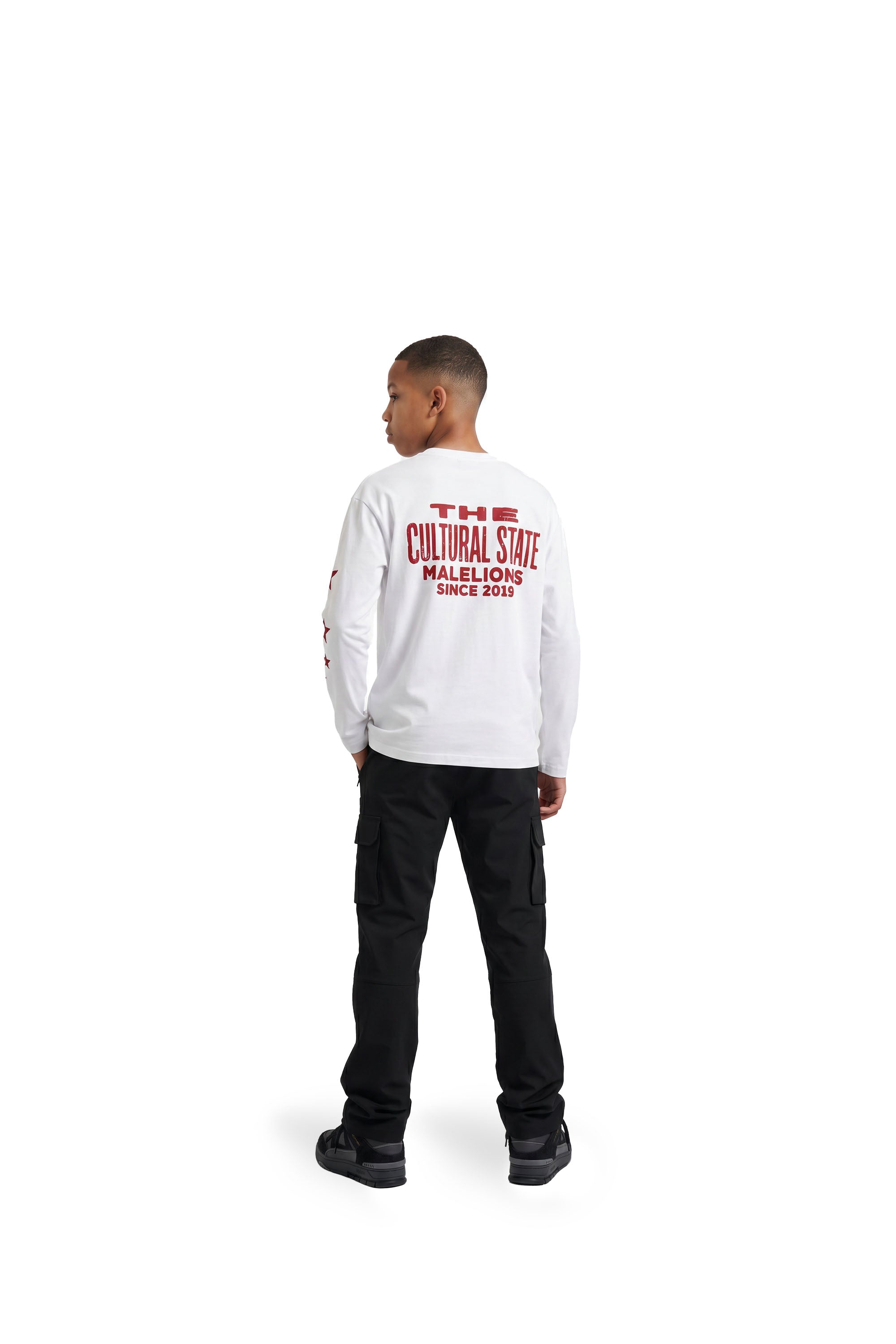 Malelions Junior Relaxed Star Longsleeve T-Shirt - White/Red
