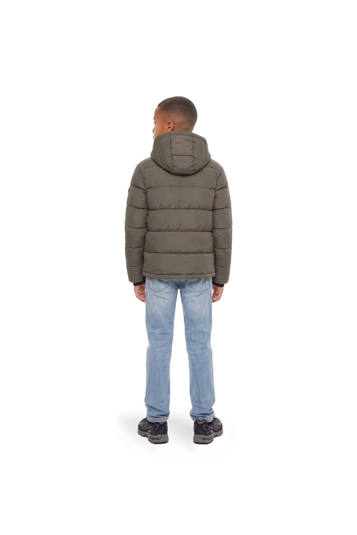 Malelions Junior Hooded Puffer Jacket - Dark Taupe