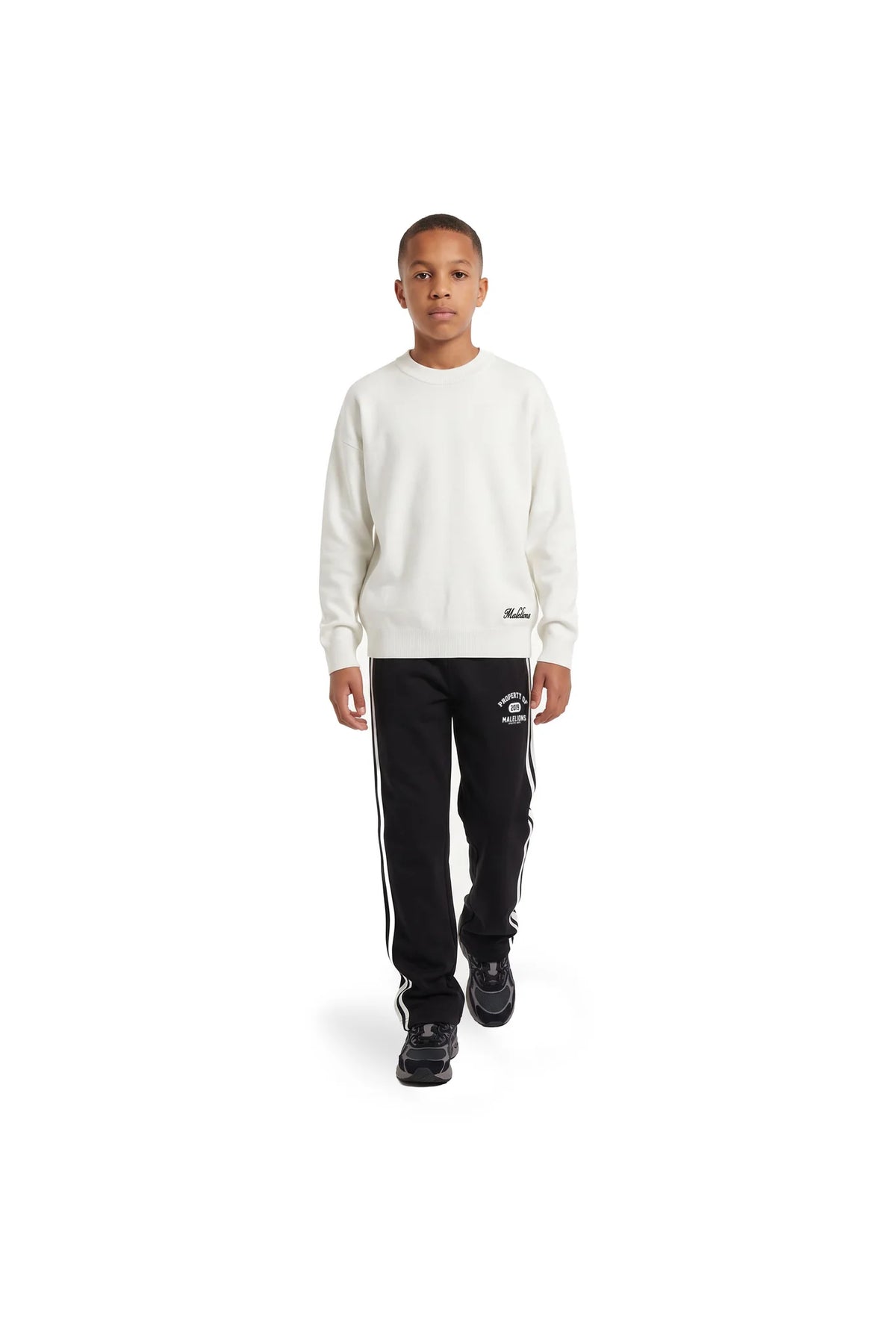 Malelions Junior Knitted Script Sweater - Off-White