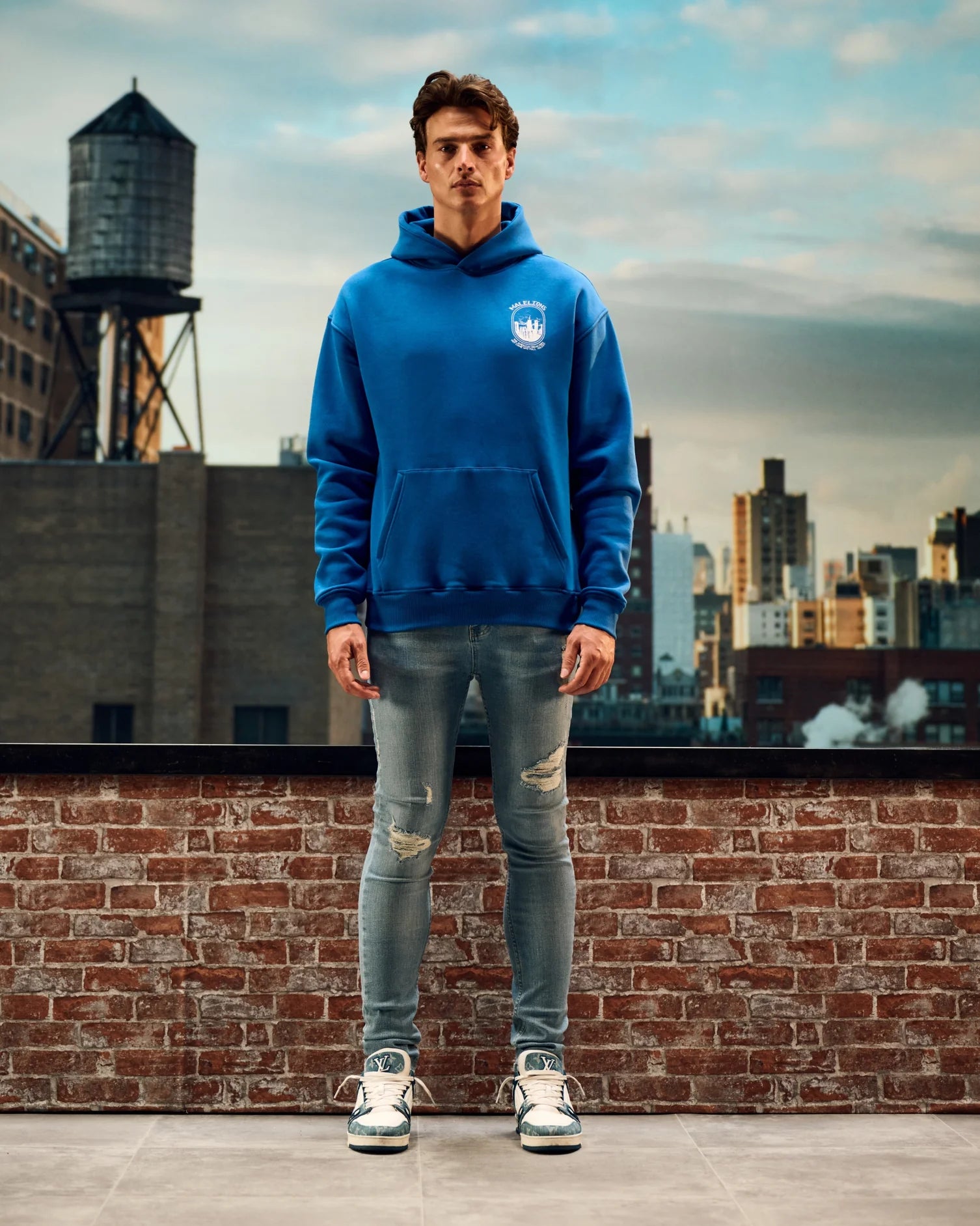 Malelions Skyline Hoodie- Cobalt/White