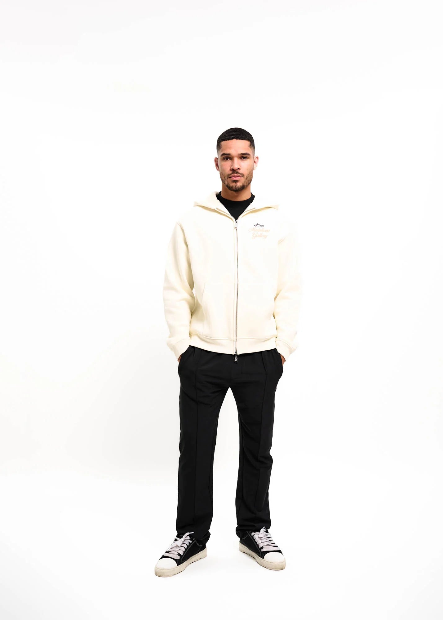 Malelions Gallery Zip Hoodie - Off White