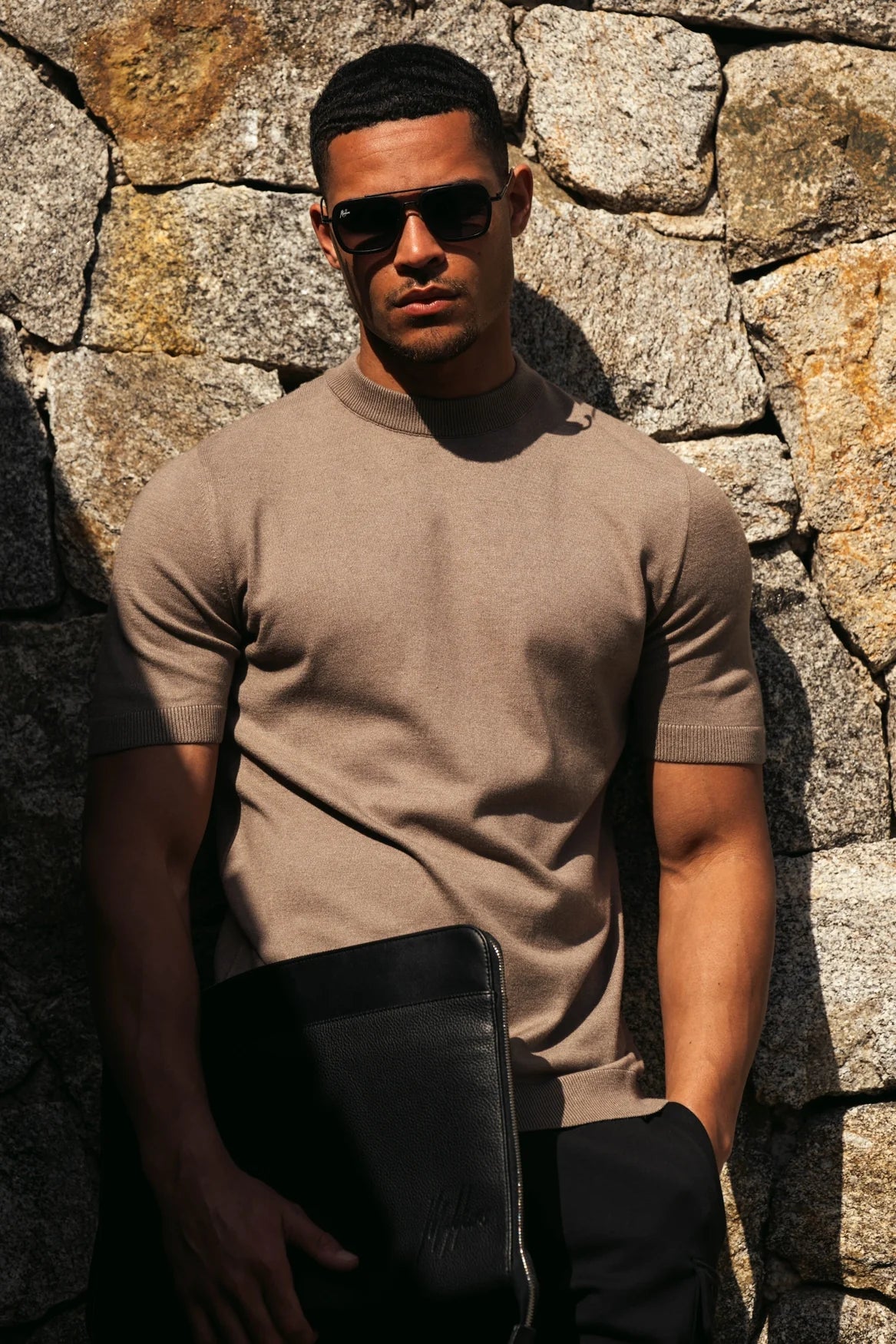 Malelions Knitted T-Shirt- Taupe
