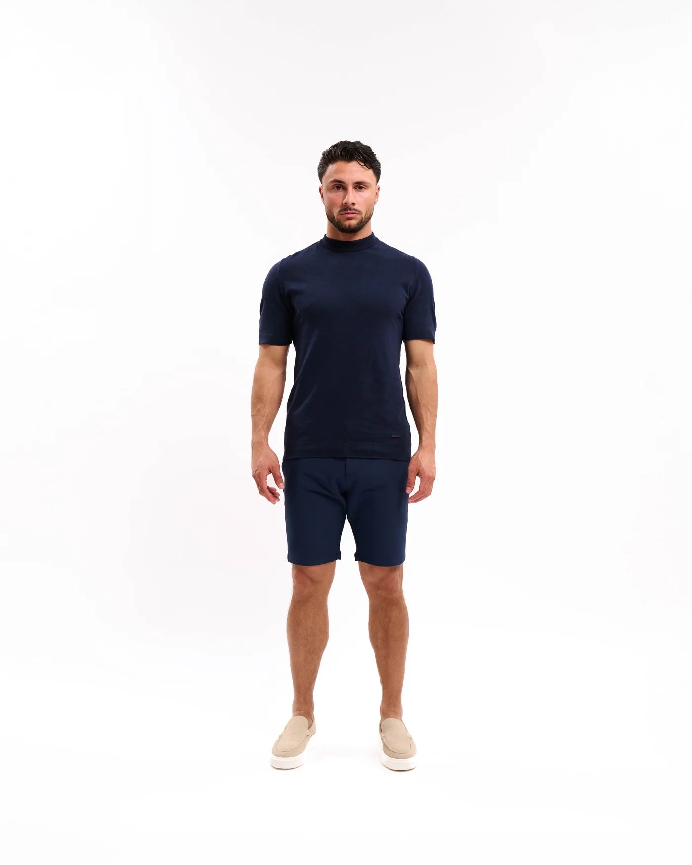 Malelions Knitted T-Shirt- Navy