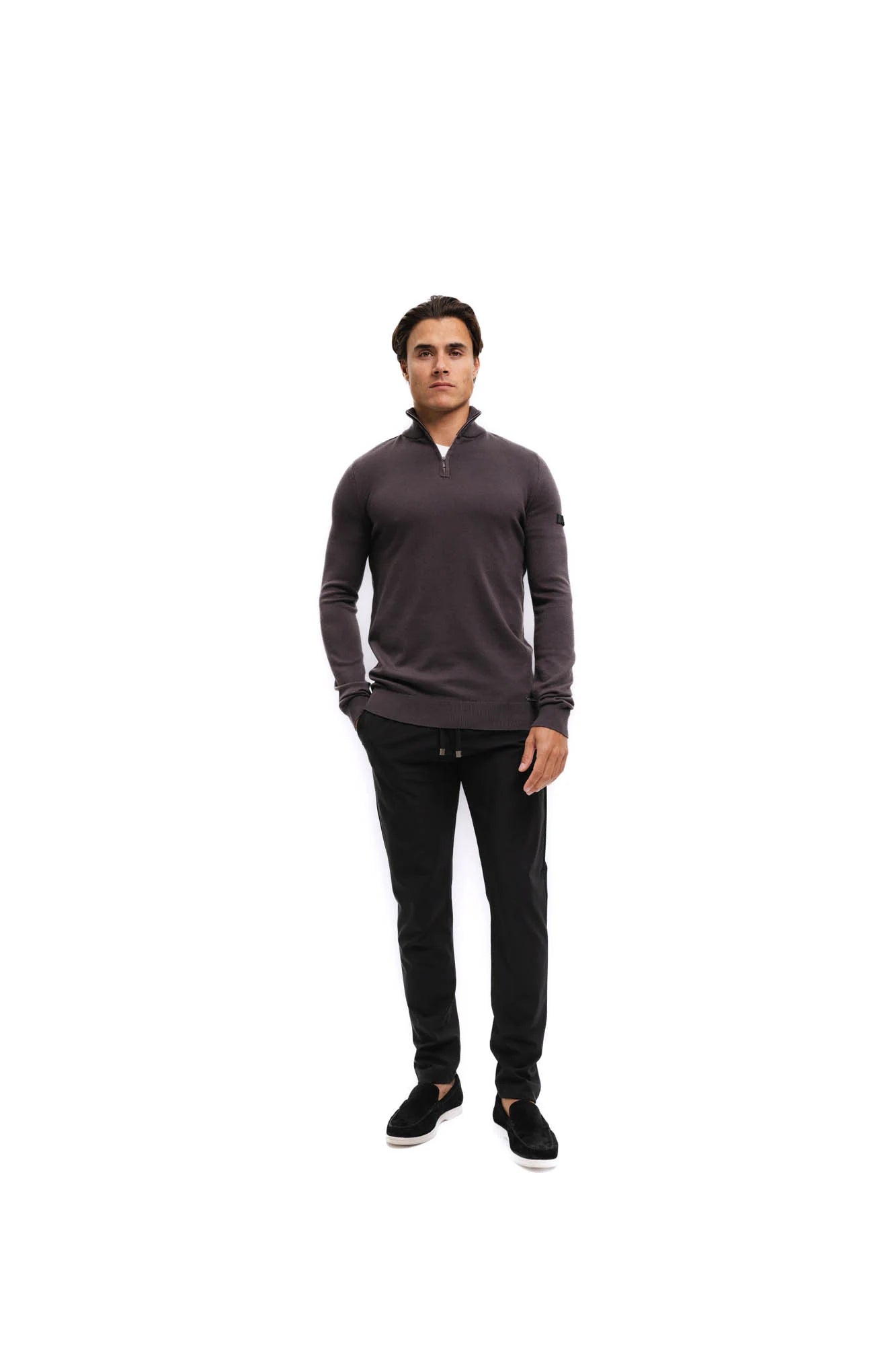 Malelions Knitted Quarter Zip - Mulch Brown
