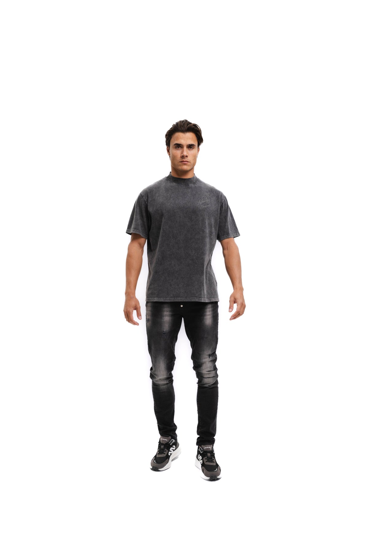 Malelions Men Slim Regular Jeans Washed Black