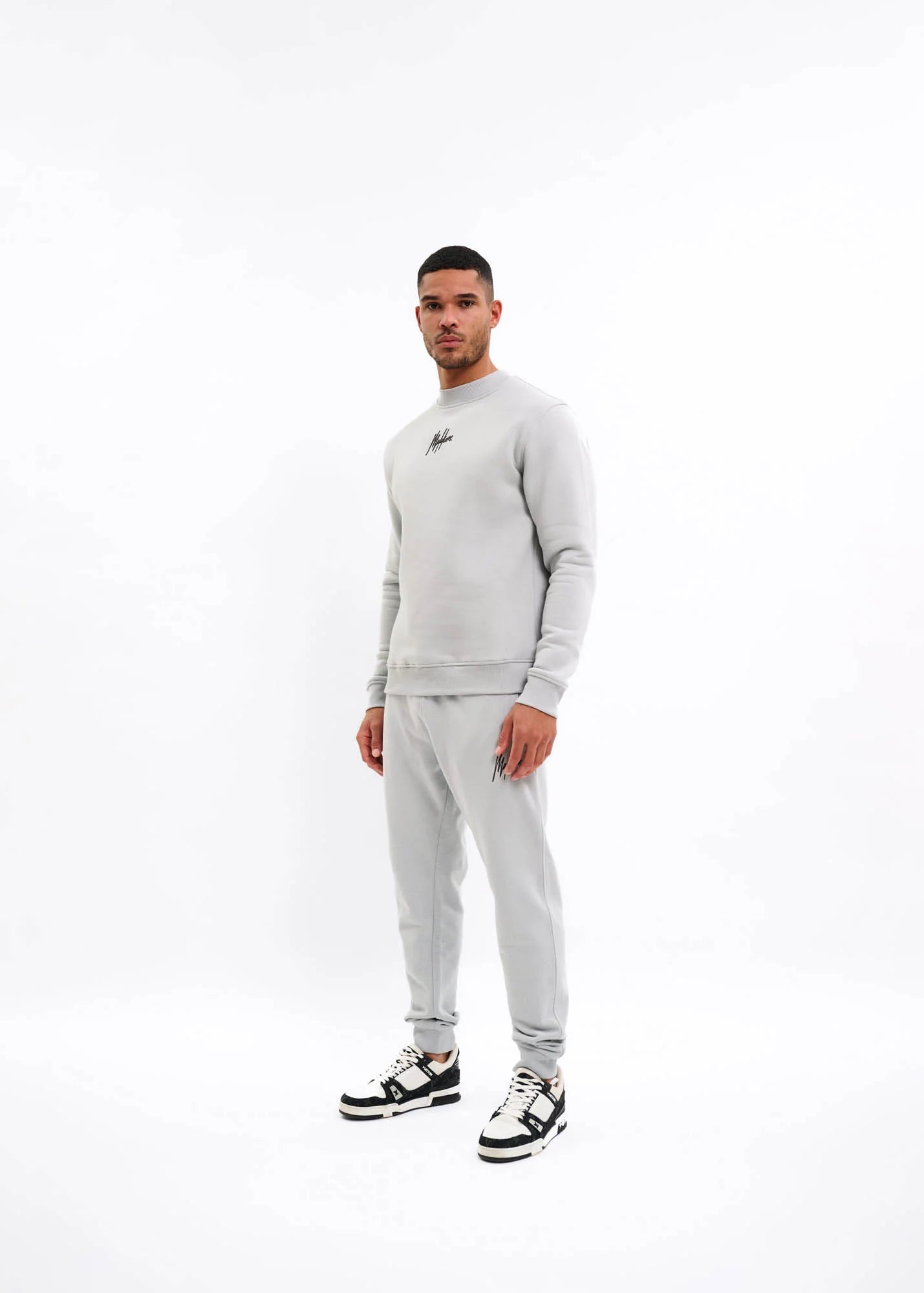 Malelions Striped Signature Sweater - Ocean Grey