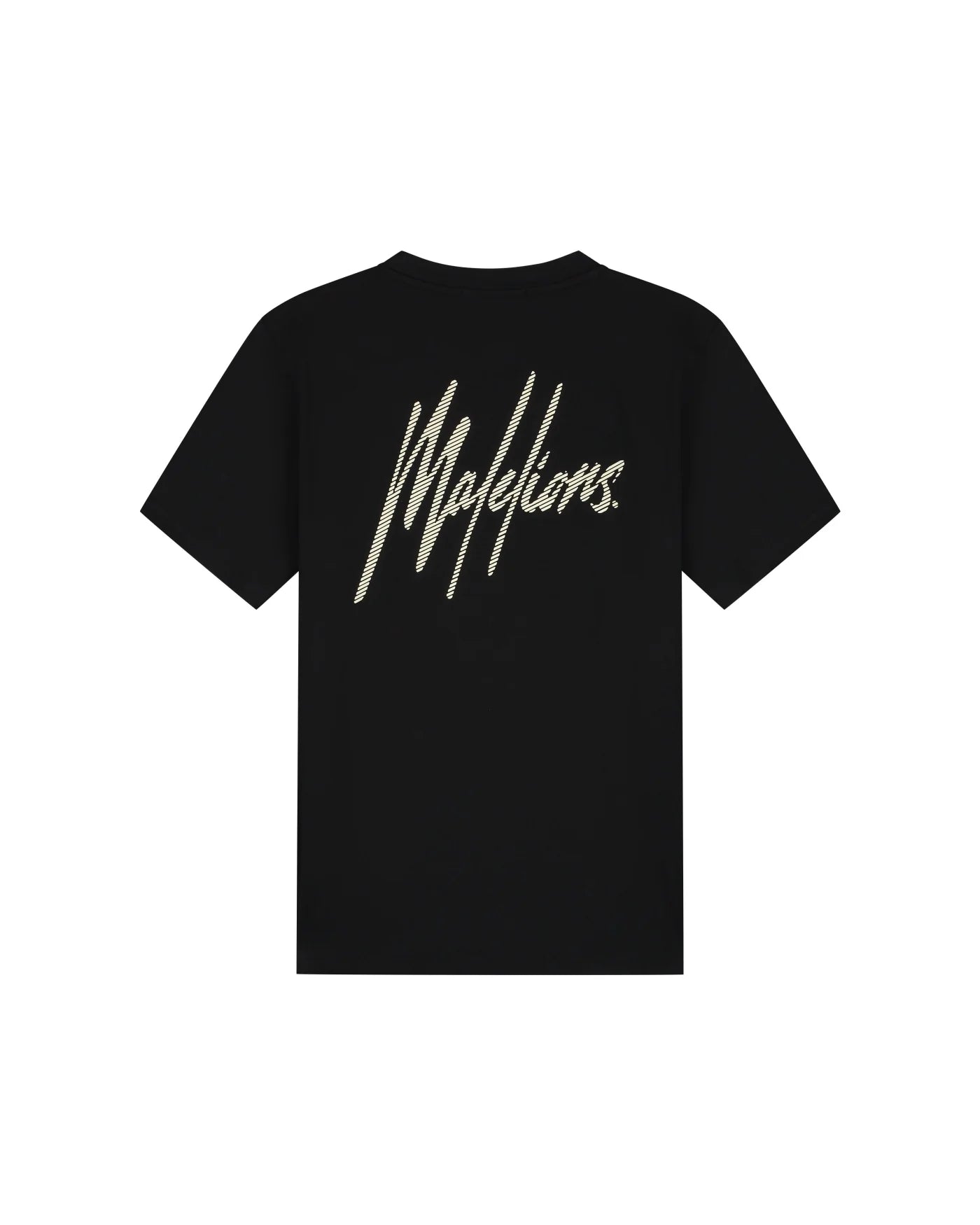 Malelions Striped Signature T-shirt- Black