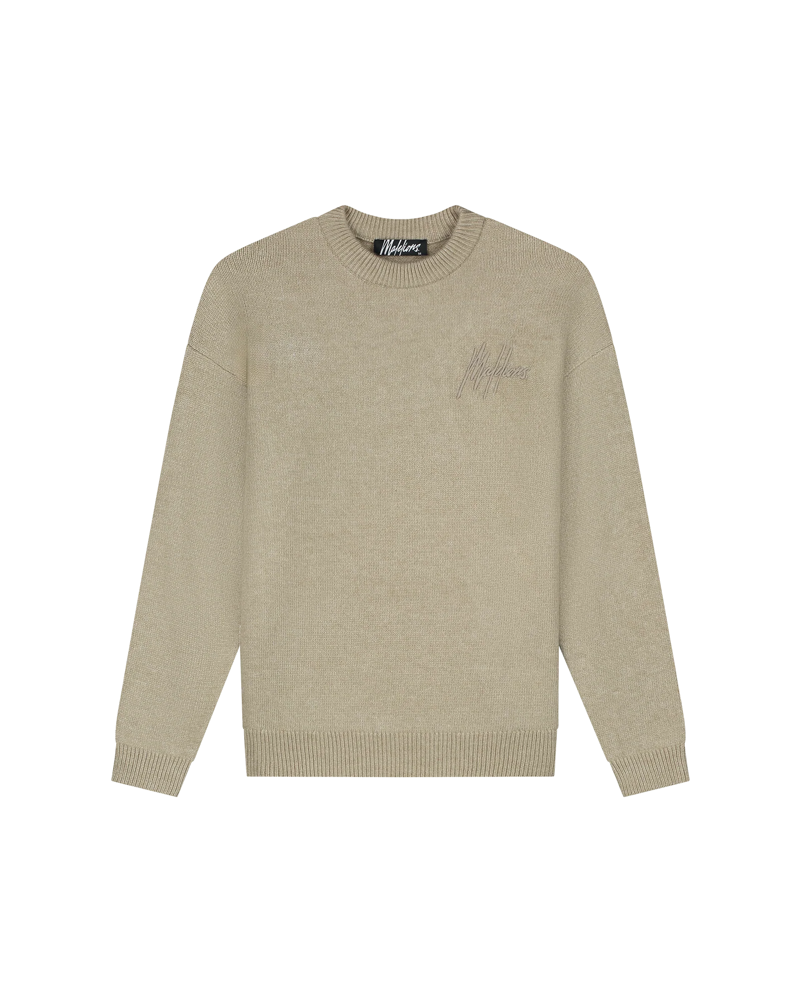 Malelions Oversized Knitted Signature Sweater - Beige